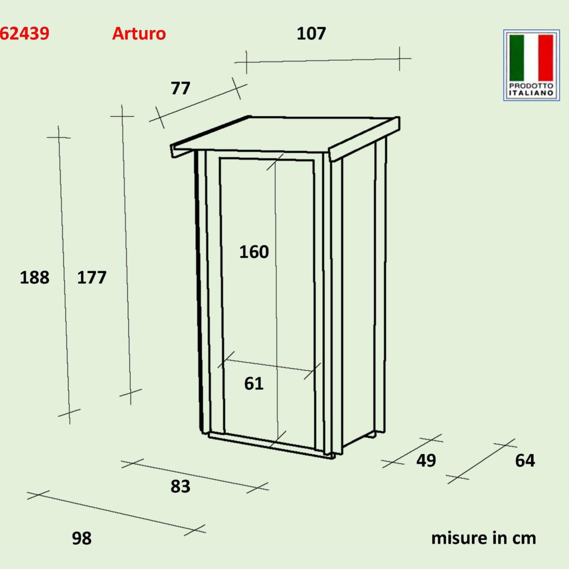 Abri de jardin en bois "Arturo Addossata" simple porte battante 98x64 cm 188h