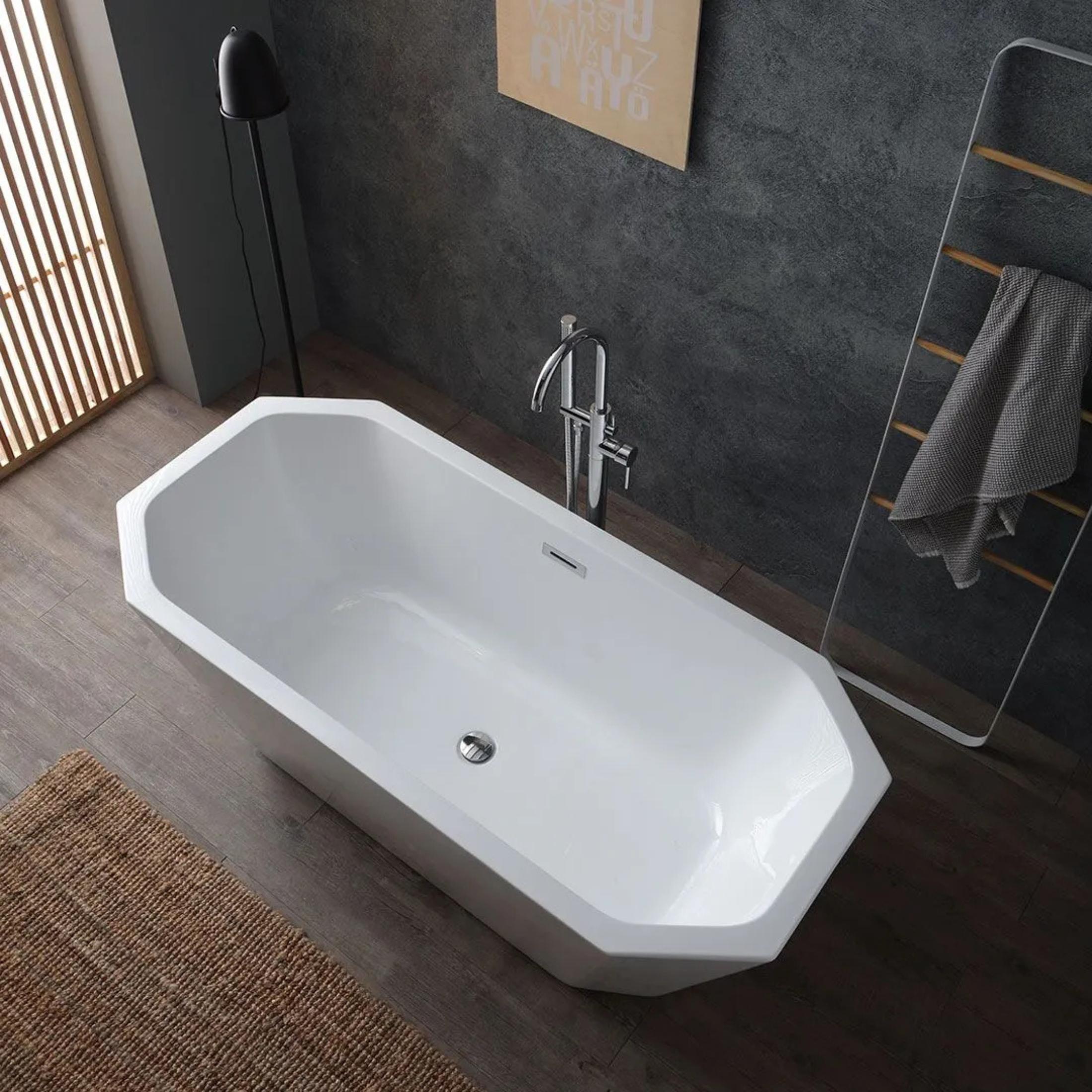 Vasca da bagno ottagonale autoportante "Beatrice" in acrilico bianco cm 161x74 56h