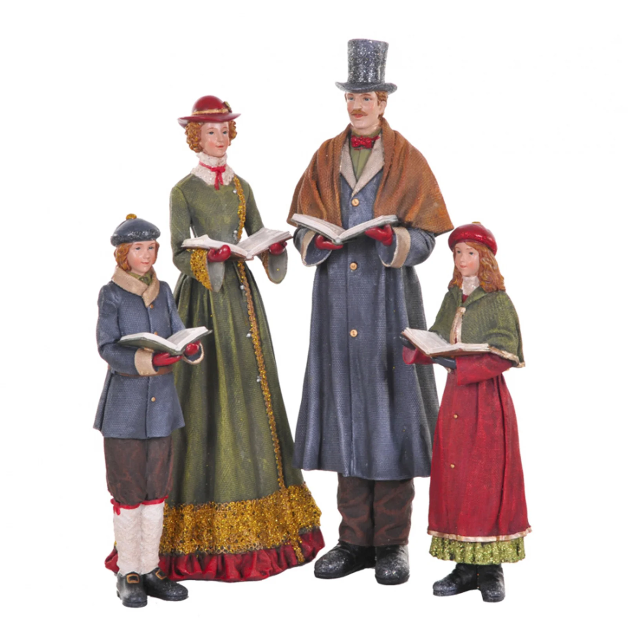 Statuetta famiglia “Cantori”, decorazione Natalizia elegante in Poli-resina cm 40h