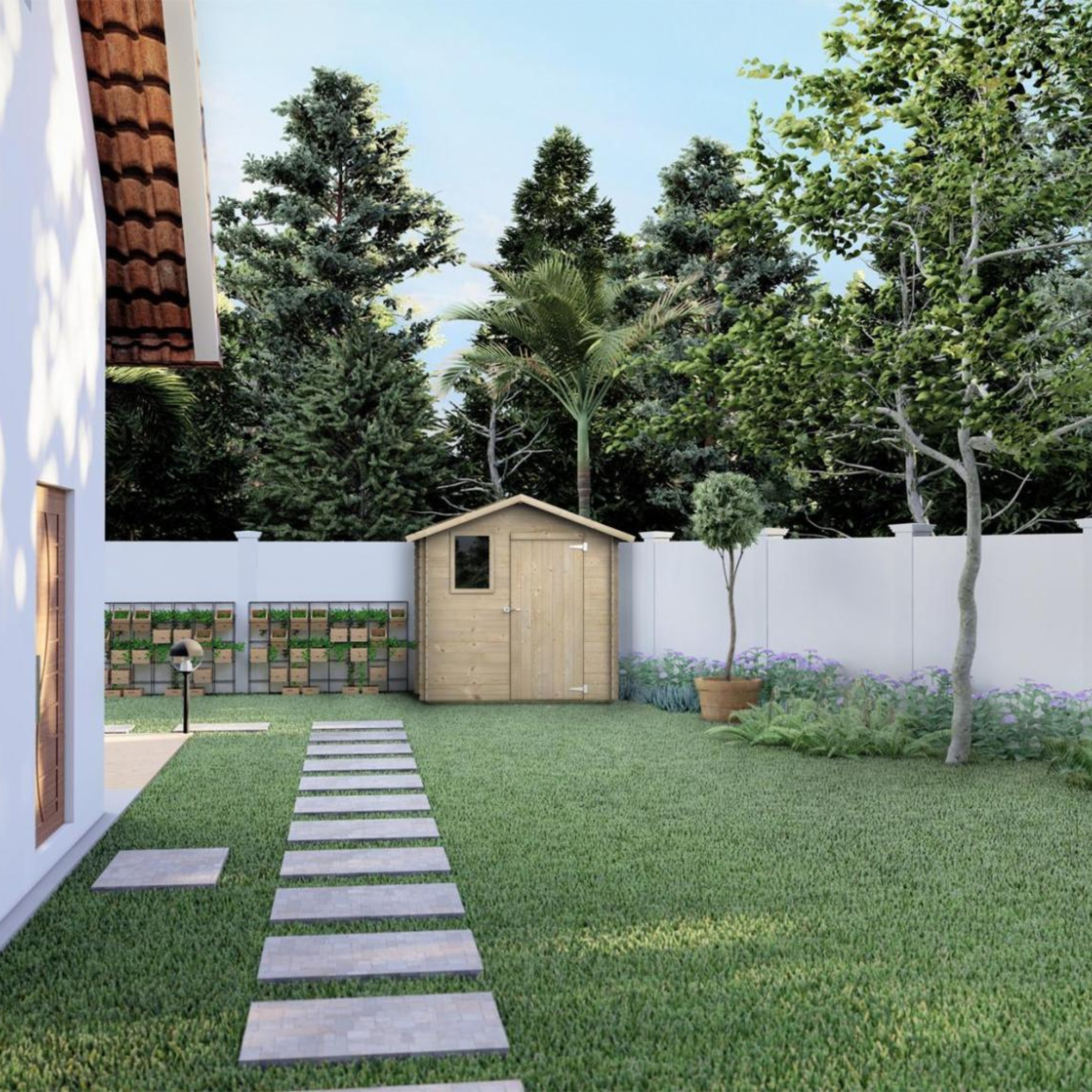 Caseta de jardín de madera "Livia" puerta ciega simple con ventana 198x130 cm 205h