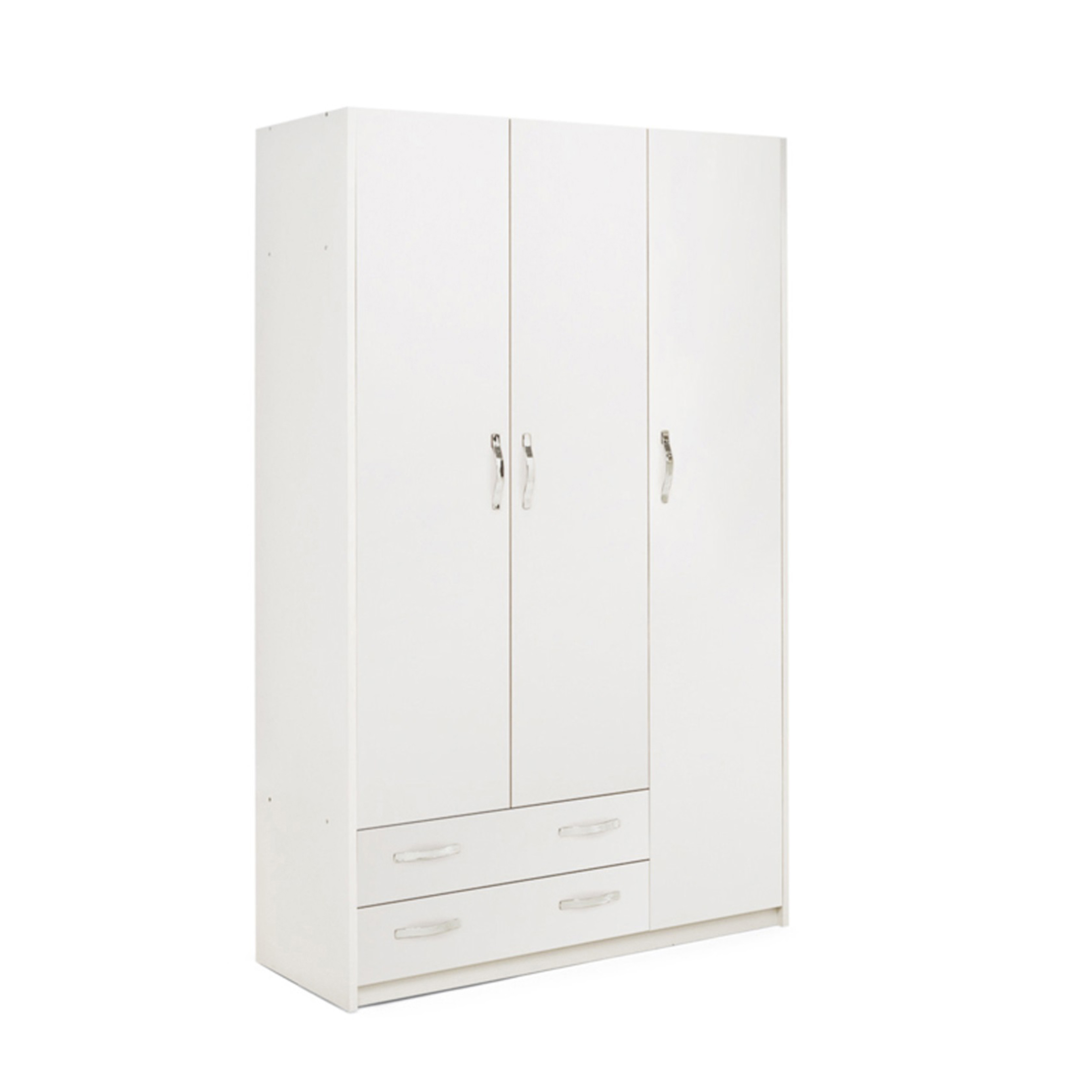 Armadio in legno bianco "Modern3" con 3 ante e 2 cassetti appendiabiti cm 135x52 210h