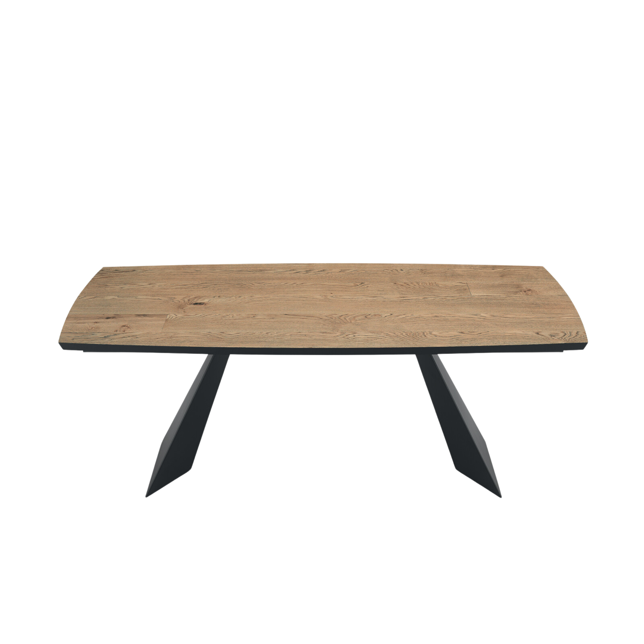Tavolo fisso da pranzo "Gilmour" con base in metallo e piano in legno rovere