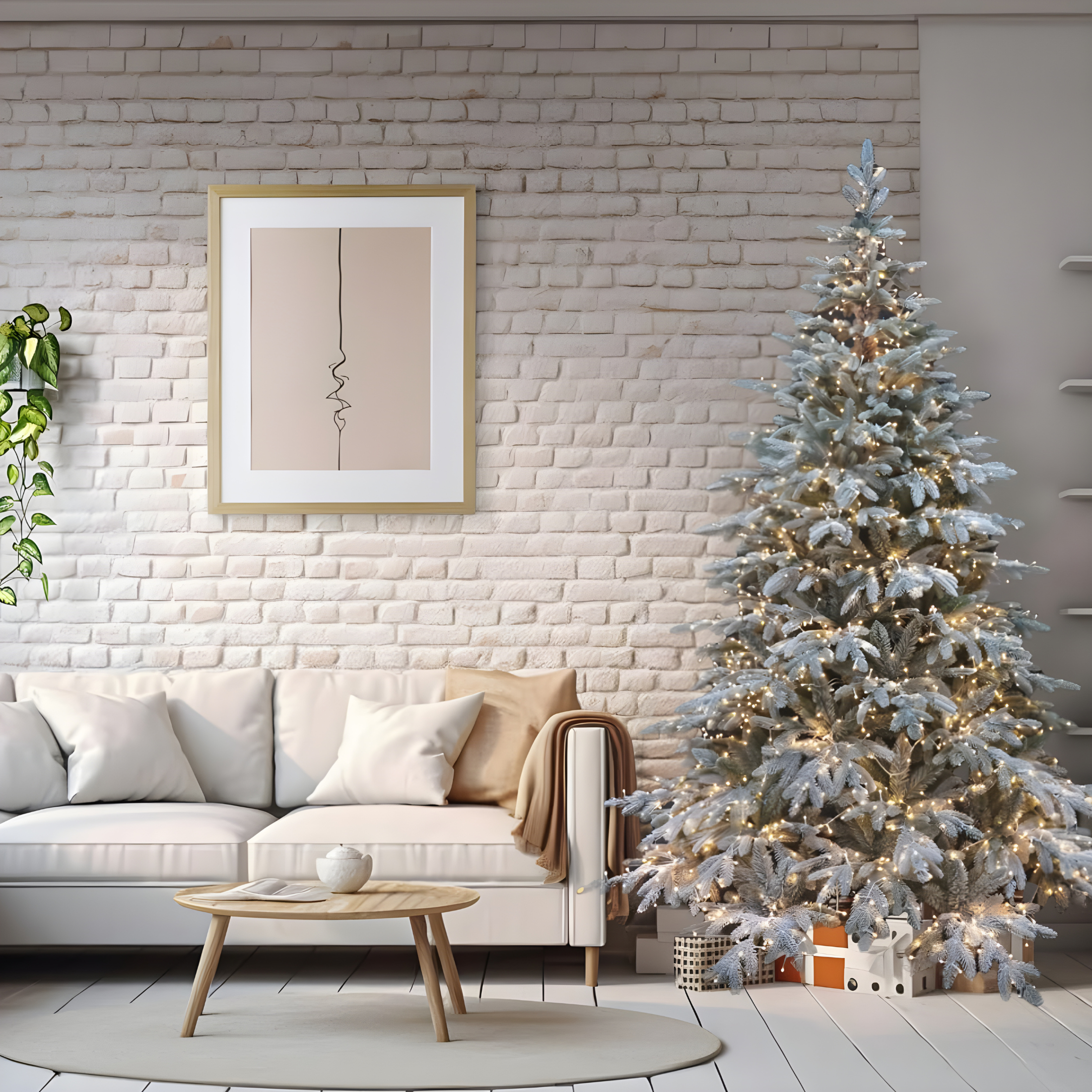 Albero di Natale innevato "Sistem flok" con micro led in PE effetto Real Touch + PVC + Flock