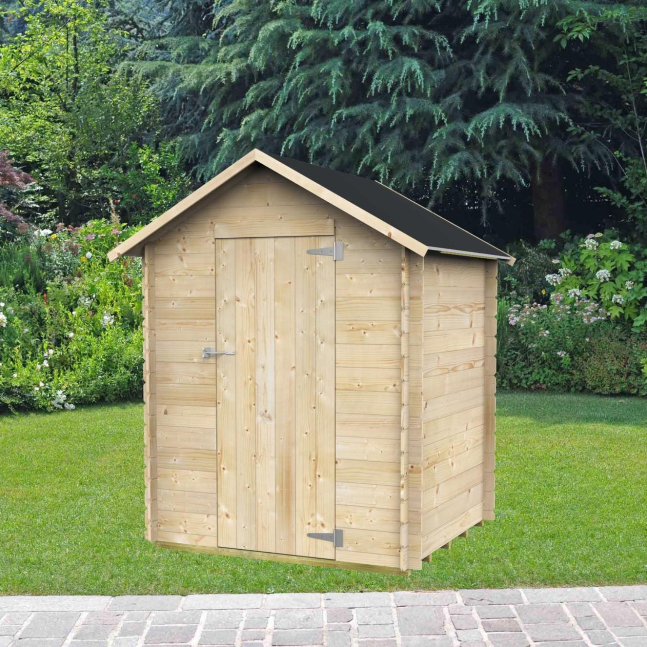 Abri de jardin en bois "Marcella" simple store porte battante 146x130 cm 185h