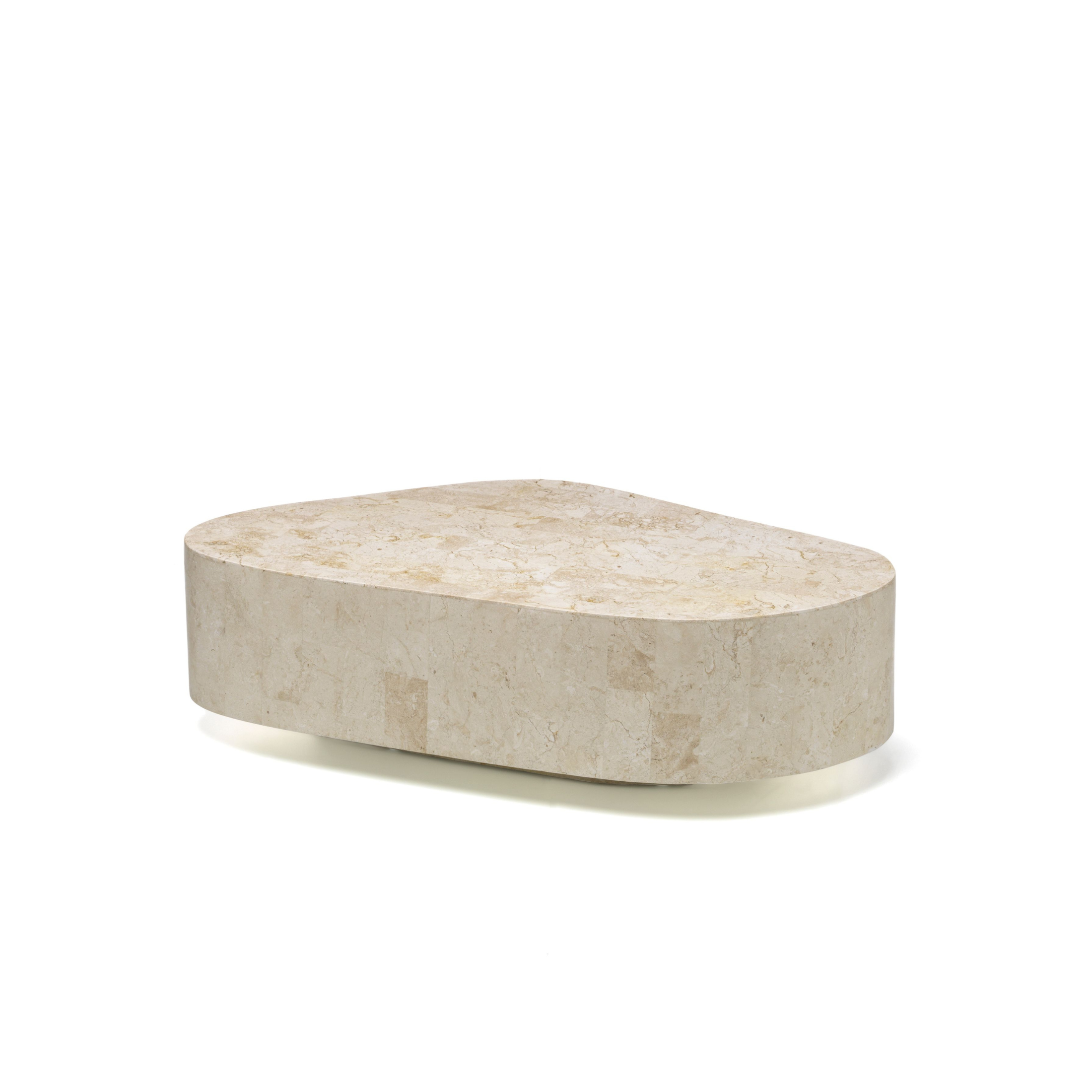 Tavolino basso in pietra fossile tavolo da caffè "Trapezio" cm 100x52 28h