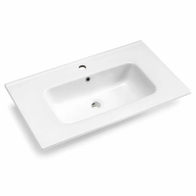 Mobile bagno sospeso "Jade80" in legno larice bianco con 2 cassetti e lavabo