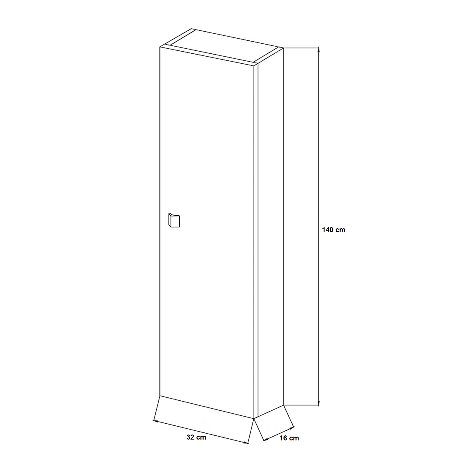 Columna de baño suspendida móvil Emma con 1 puerta de aglomerado lacado blanco 32x16 cm 140h