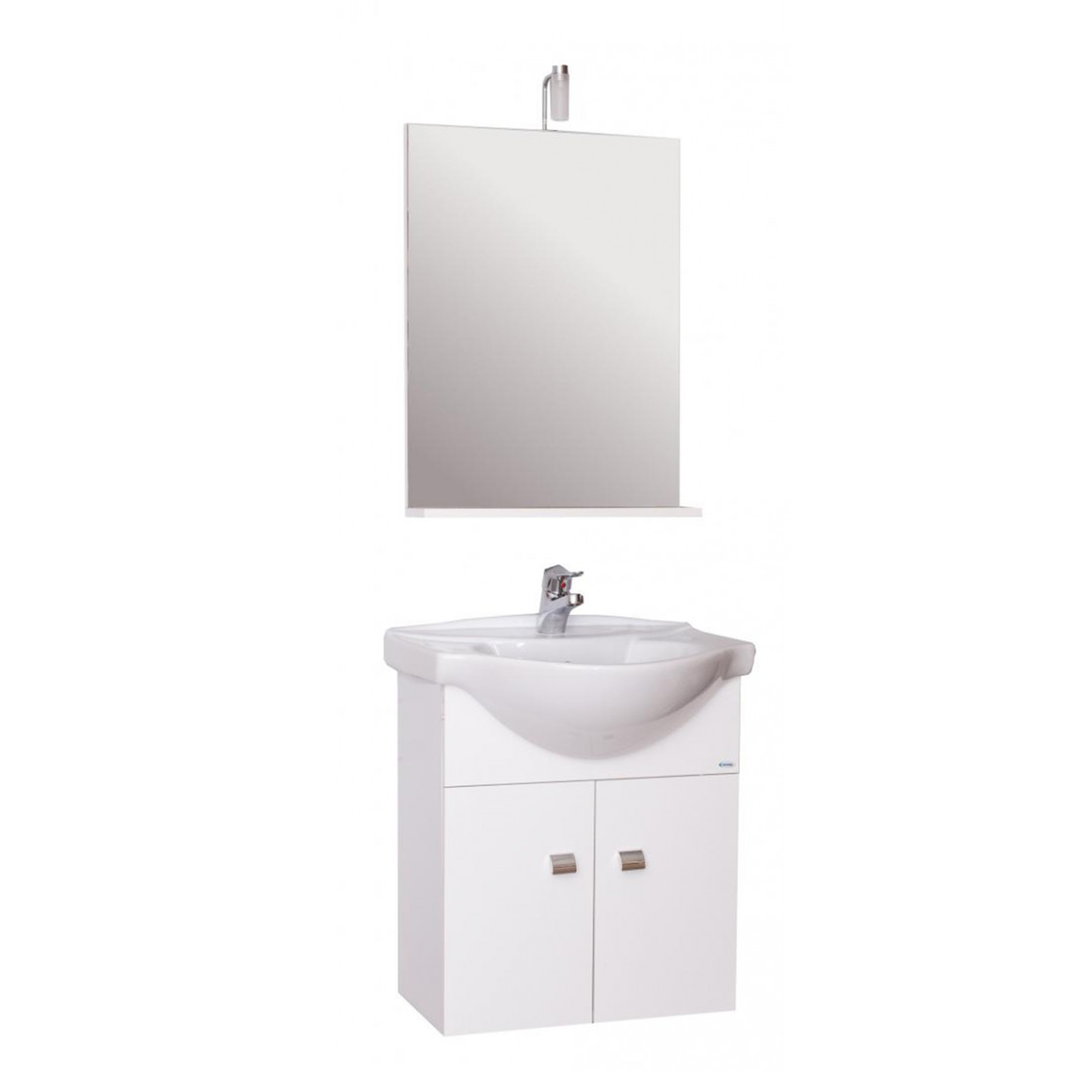 Kit meuble lavabo Emma en aggloméré avec miroir, lumière et lavabo 58x43 cm 64h