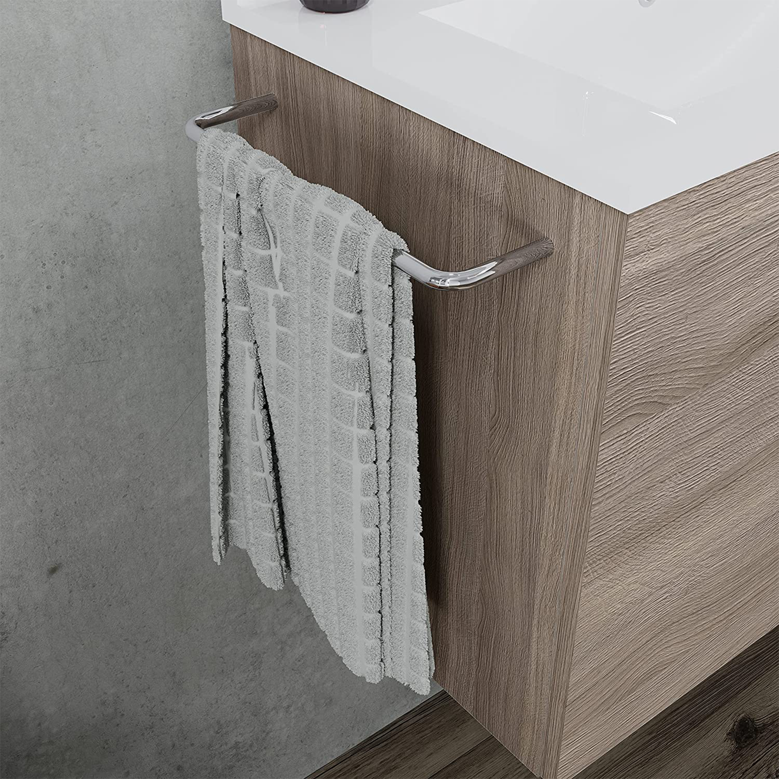 Mueble de baño Erika suspendido de madera con lavabo y toallero sin espejo 61x36 cm 47h