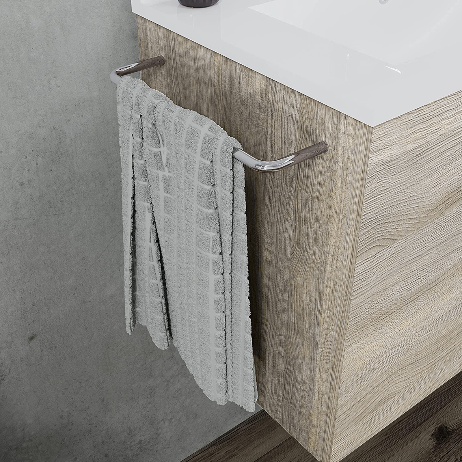 Composizione mobile bagno sospeso moderno 80 cm Erika con colonna e specchio