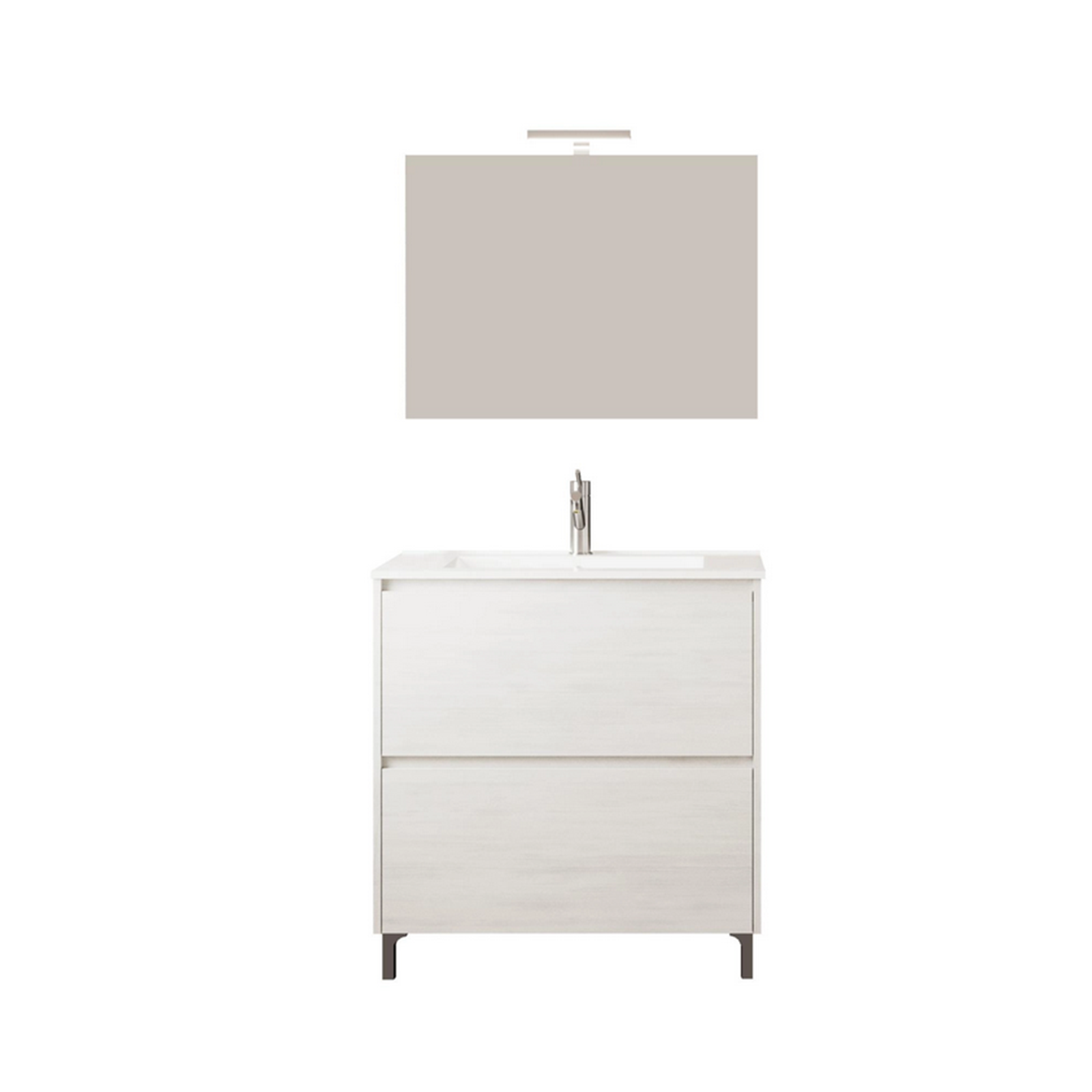 Kit meuble lavabo Lisbonne en aggloméré avec miroir LED 80x46 cm 75h