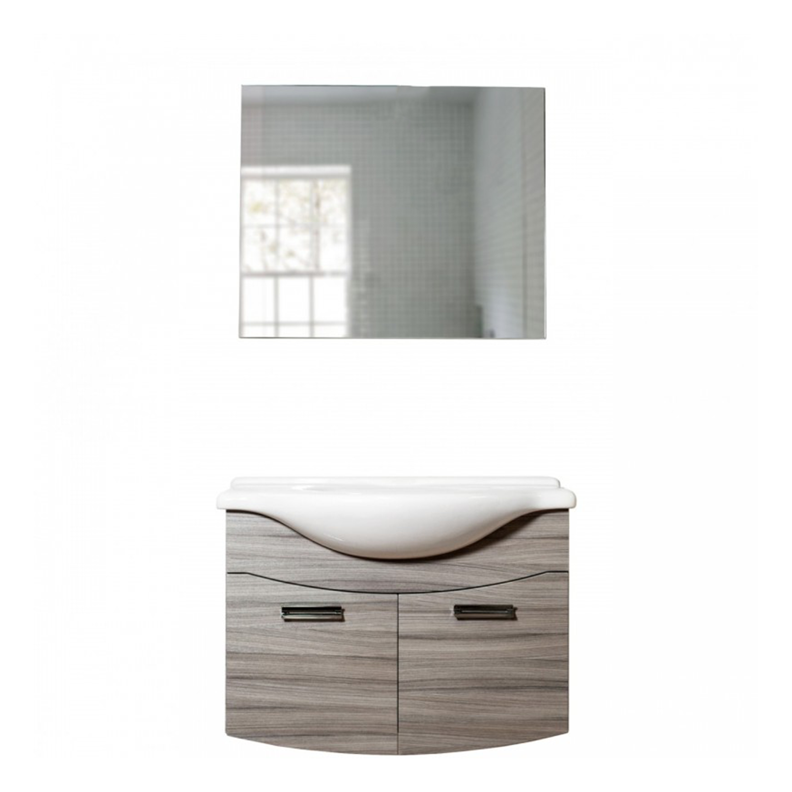 Kit mueble lavabo de baño Iris en aglomerado con lavabo espejo y luz LED 81x33 cm 55h