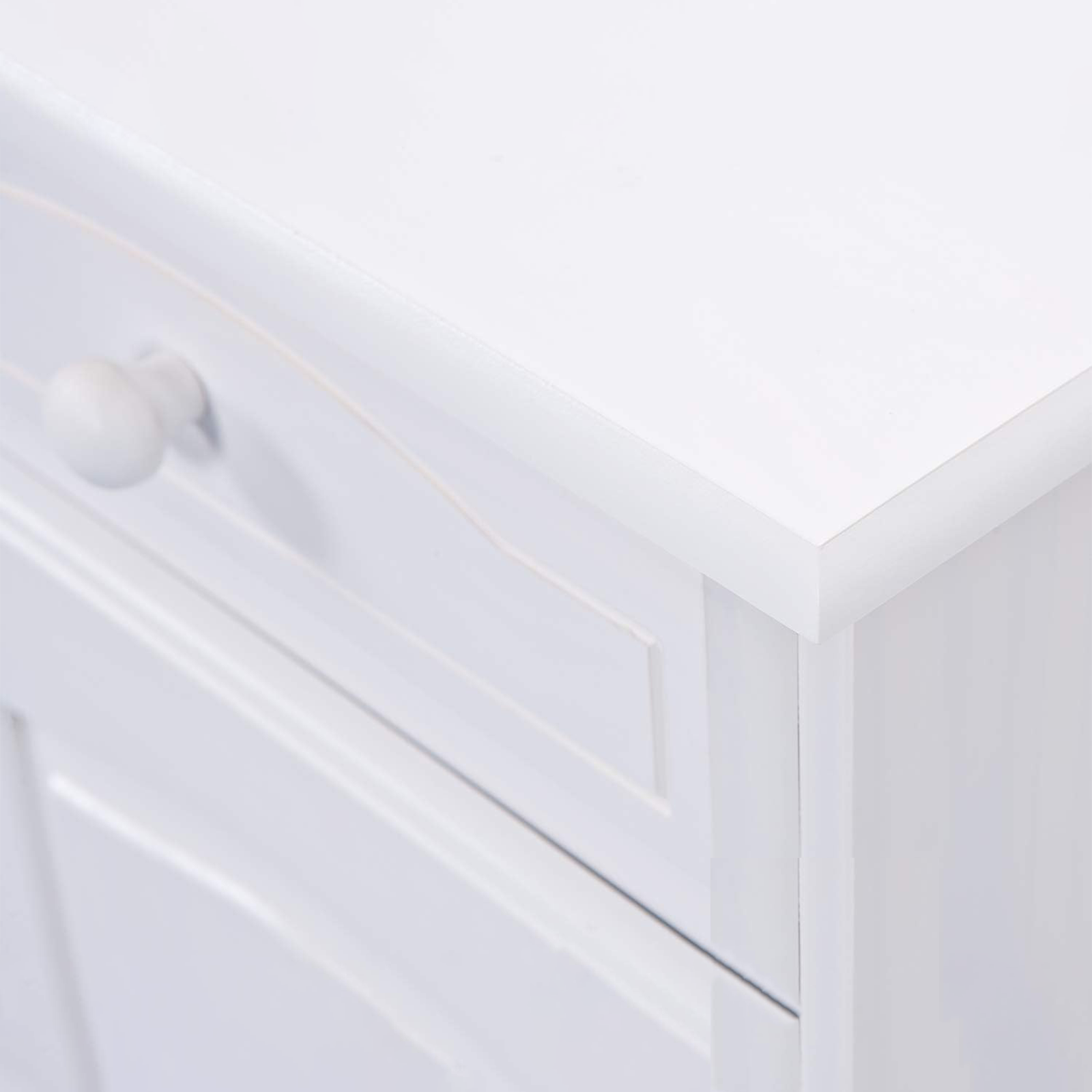 Credenza in legno massello bianco venato "Lovi" con cassetti h 87 cm