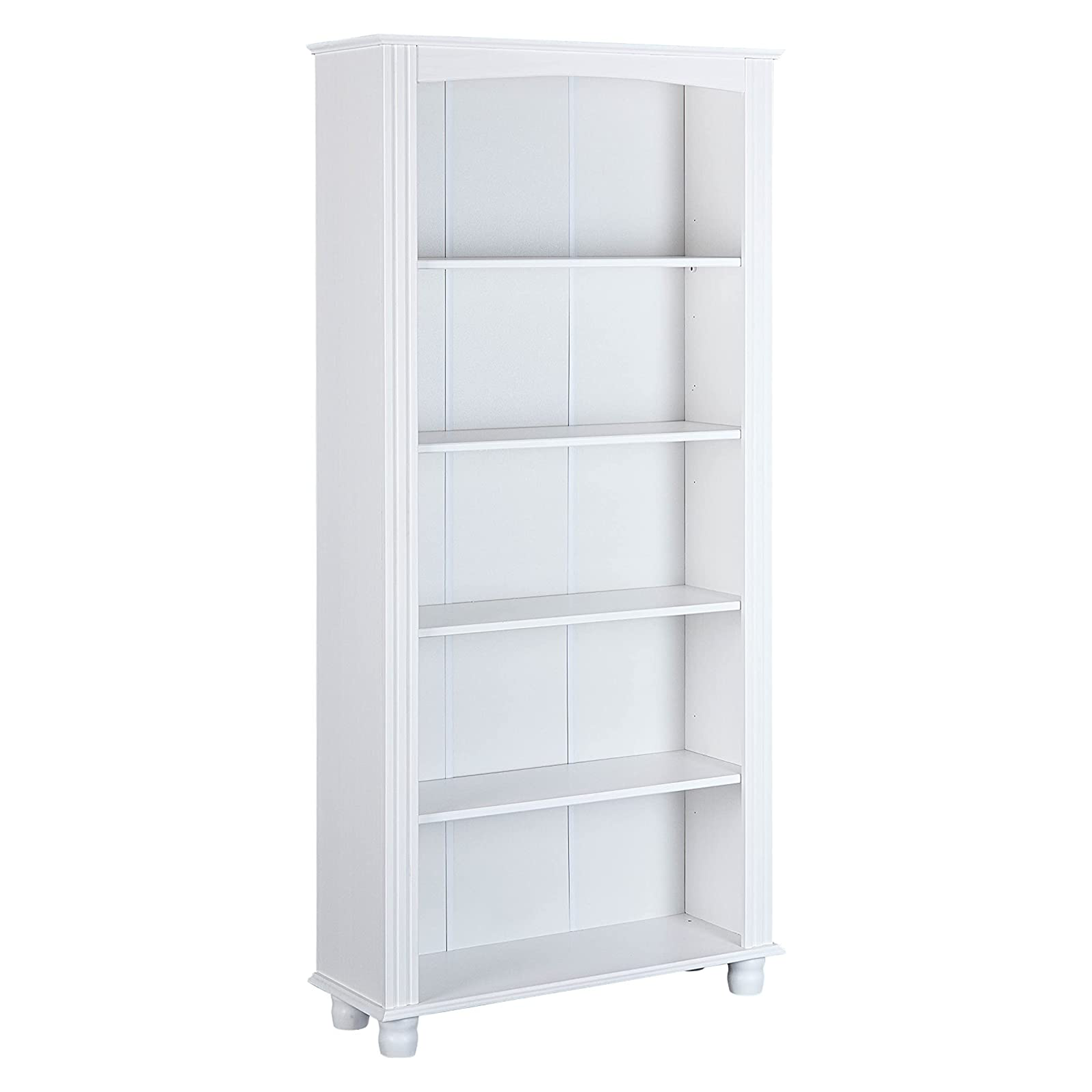 Librería Anke con 5 estantes de madera maciza veteada blanca 87x30 cm 180h