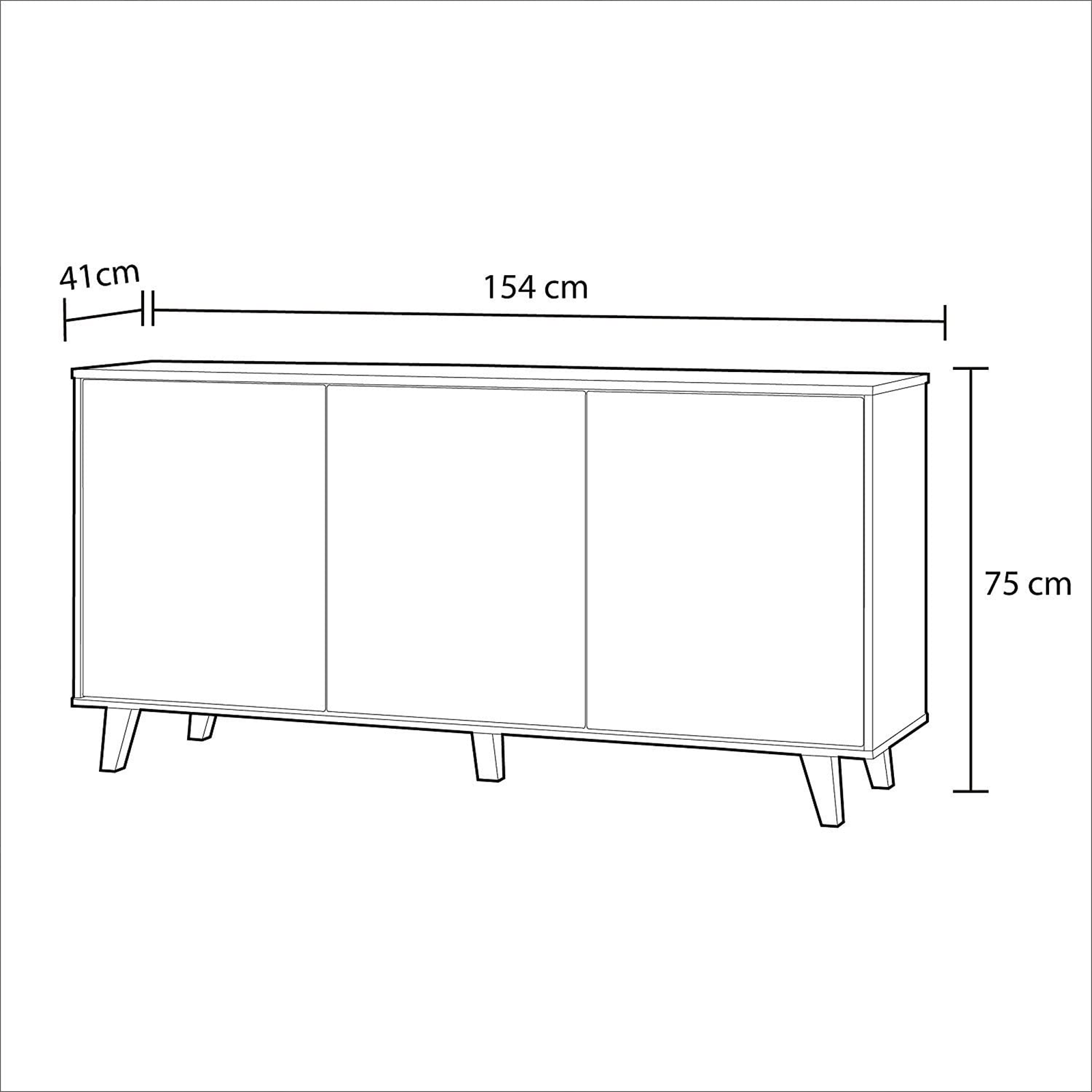 Buffet "Zaiken" chêne et blanc à 3 portes pour séjour 154x41 cm 75h