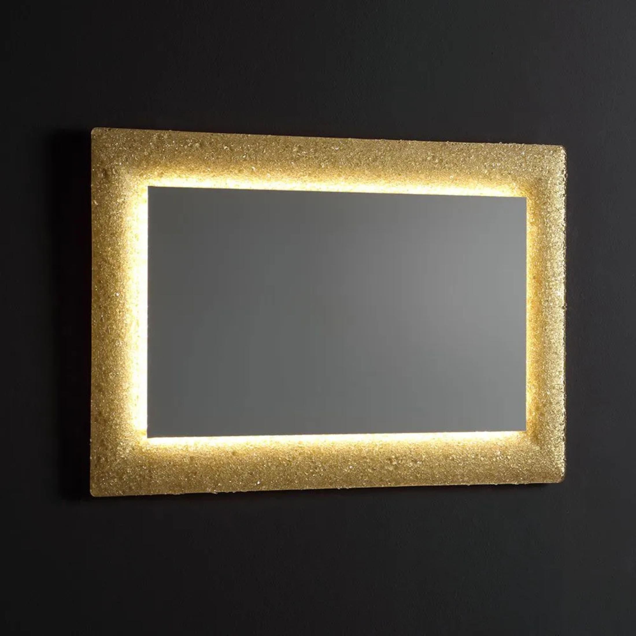 Specchio a led rettangolare "Serranova2" con cornice in graniglia di vetro cm 90x62