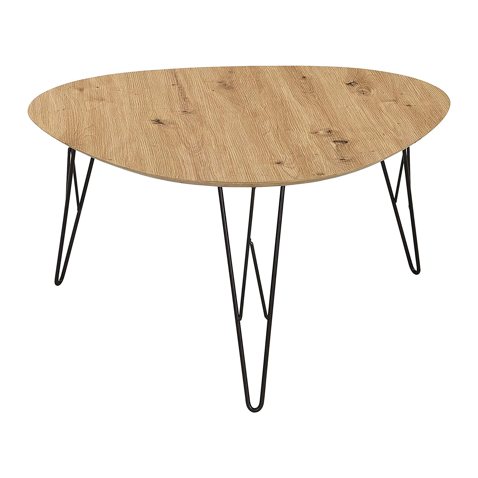 Tavolino basso da caffè Tampa per soggiorno in metallo e legno quercia cm 80x78 41h