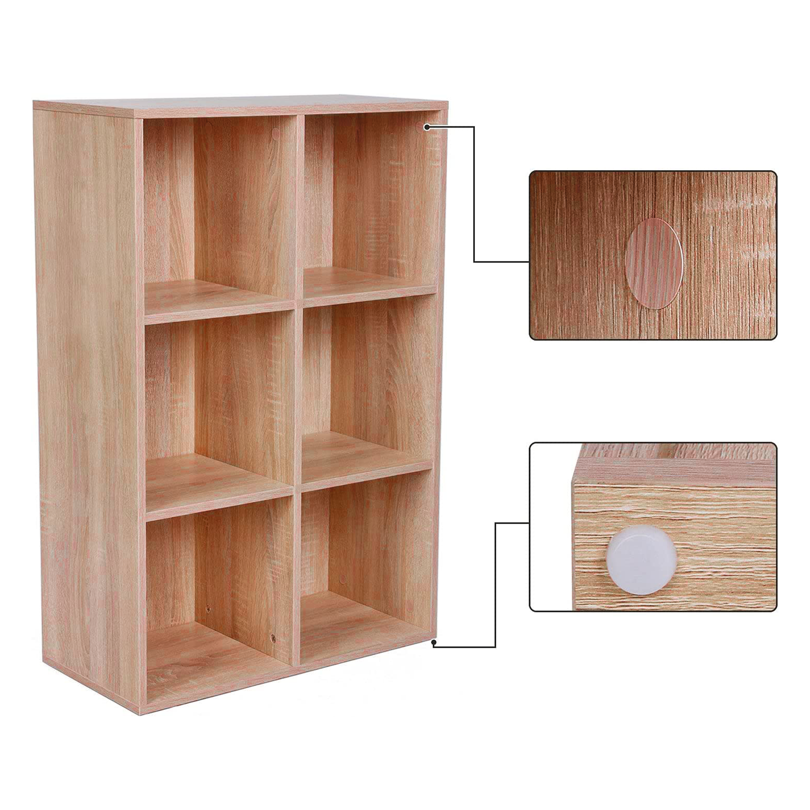 Librería abierta Cubo con 6 compartimentos en madera de melamina 61x30 cm 91h