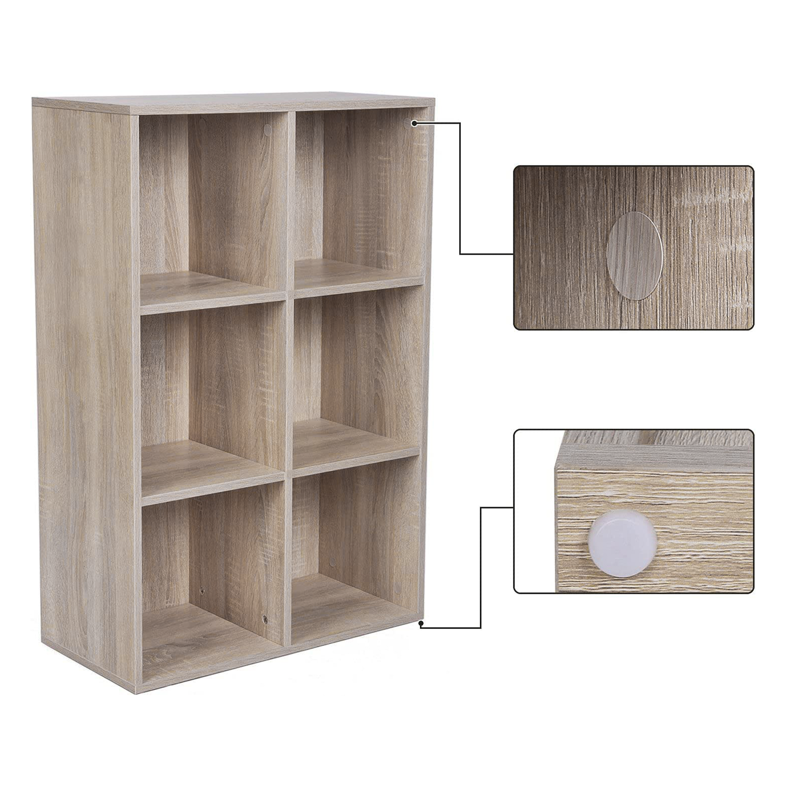 Bibliothèque ouverte Cubo avec 6 compartiments en bois mélaminé 61x30 cm 91h