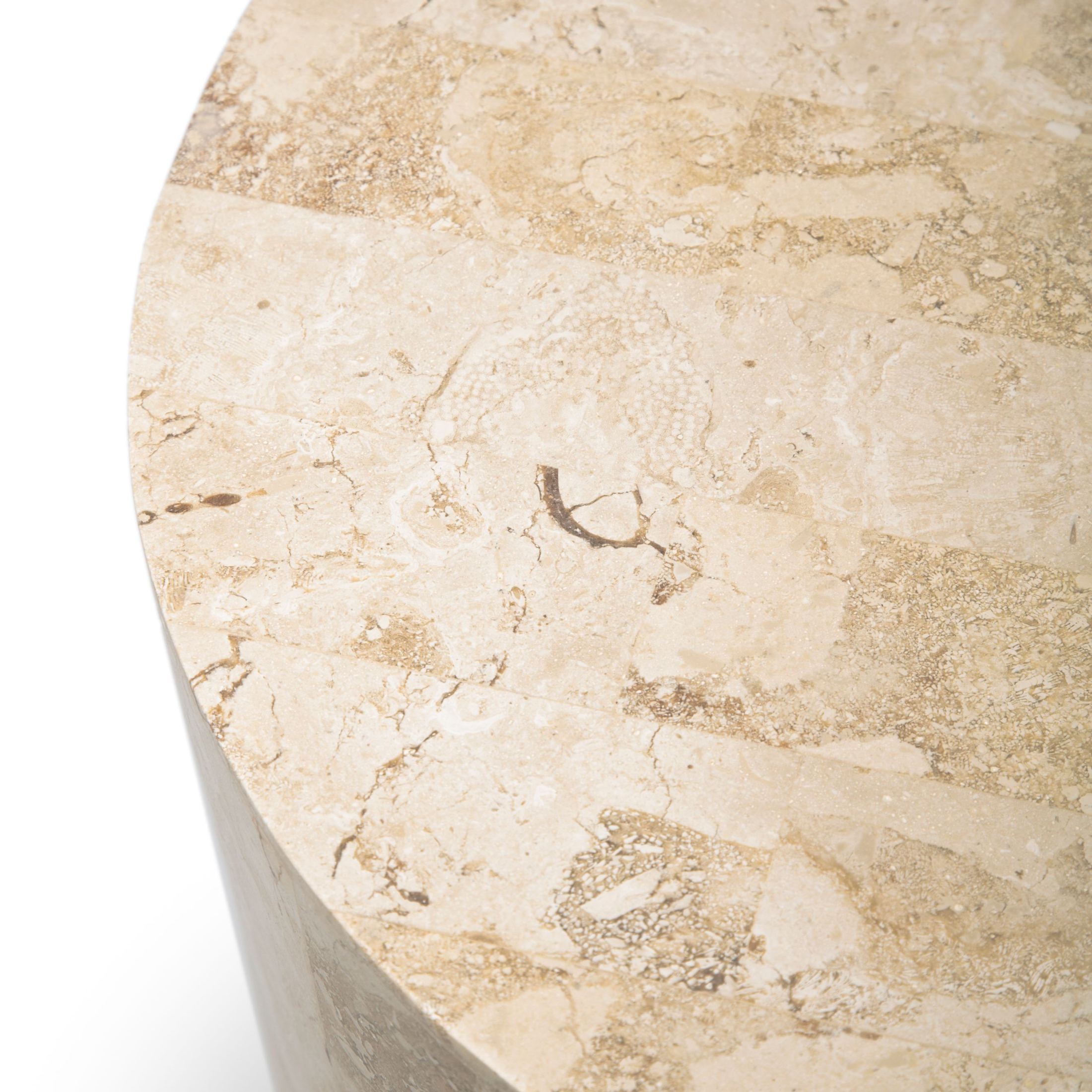 Table basse en pierre fossile "Round1" 85x85 cm 28h