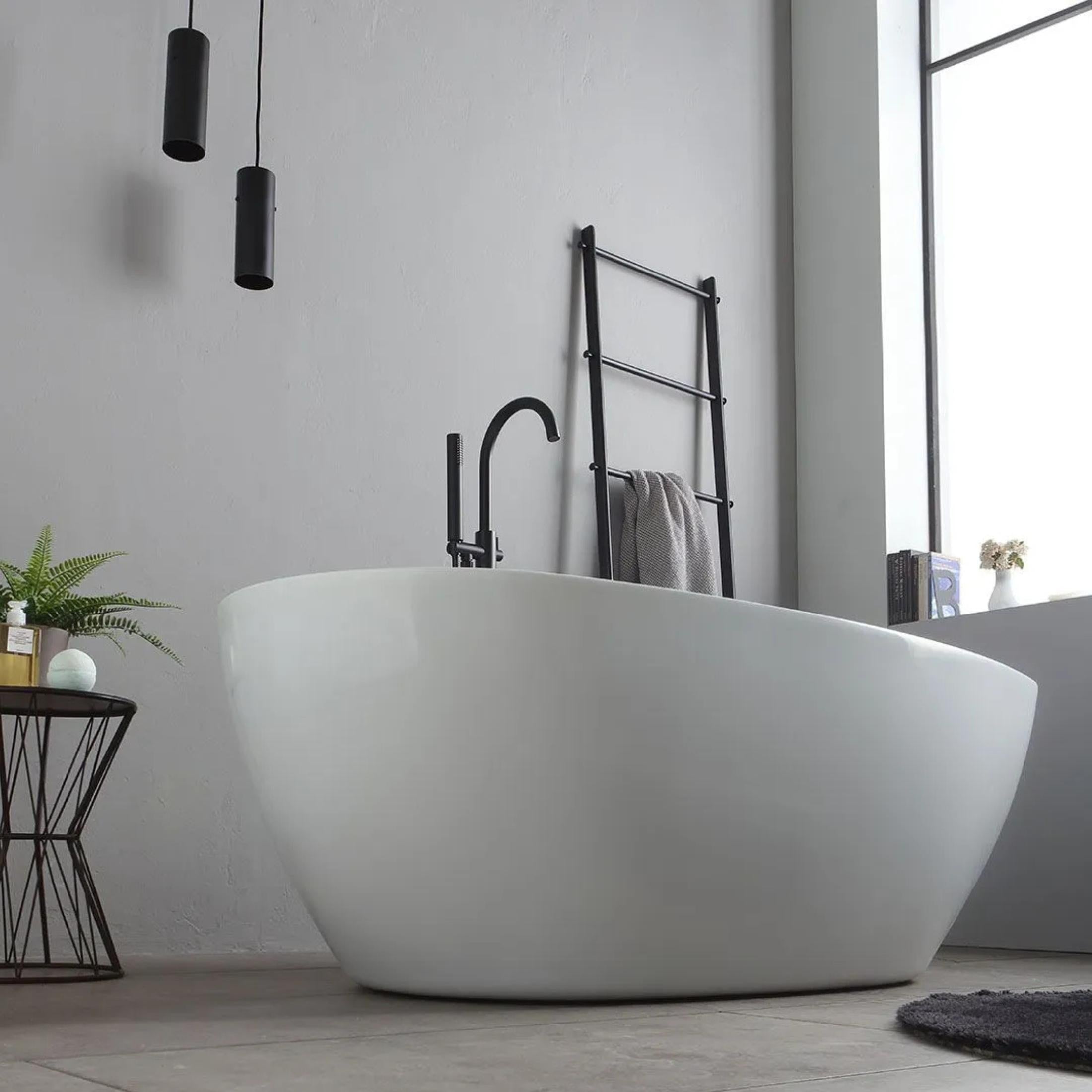 Vasca da bagno a centro stanza "Arianna" in acrilico bianco cm 170x80 55h