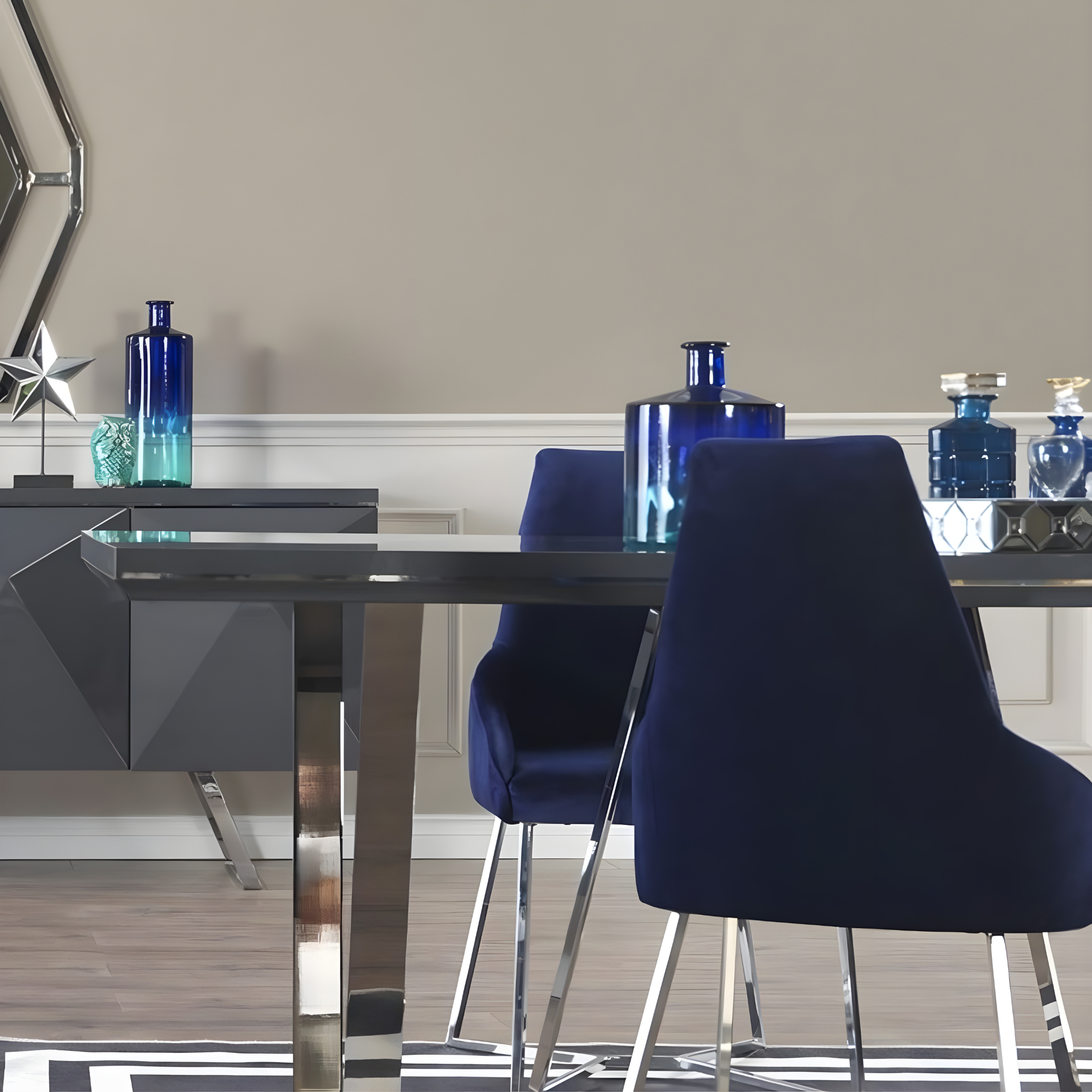 Set di sedie da pranzo "Enzio" imbottite in tessuto con struttura in metallo cm 52x48 90h
