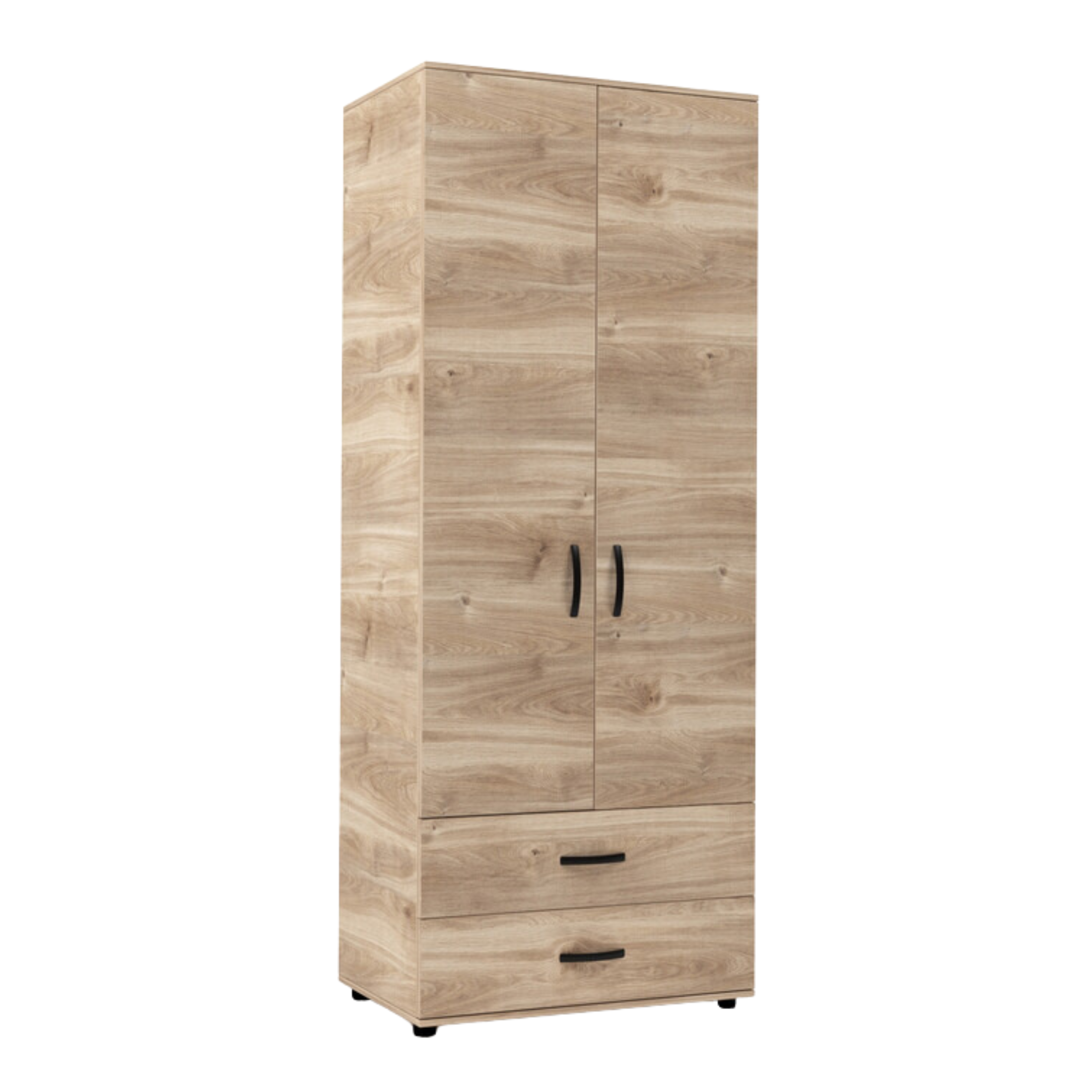 Armoire "Contact" en bois de chêne avec 2 portes et cintre 74x52 h184 cm