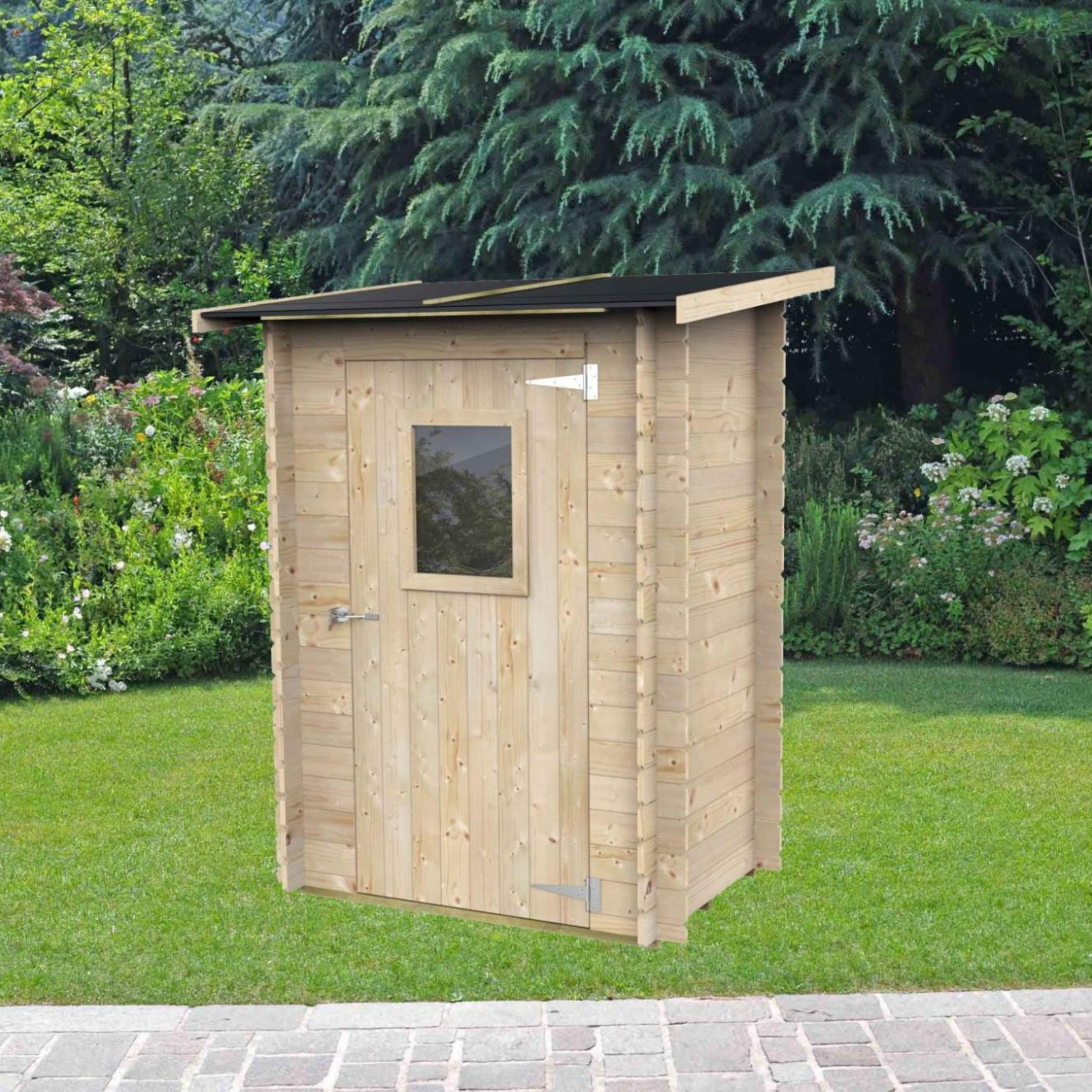 Abri de jardin en bois "Hobby" simple emplacement 146x98 cm 197h simple porte avec fenêtre