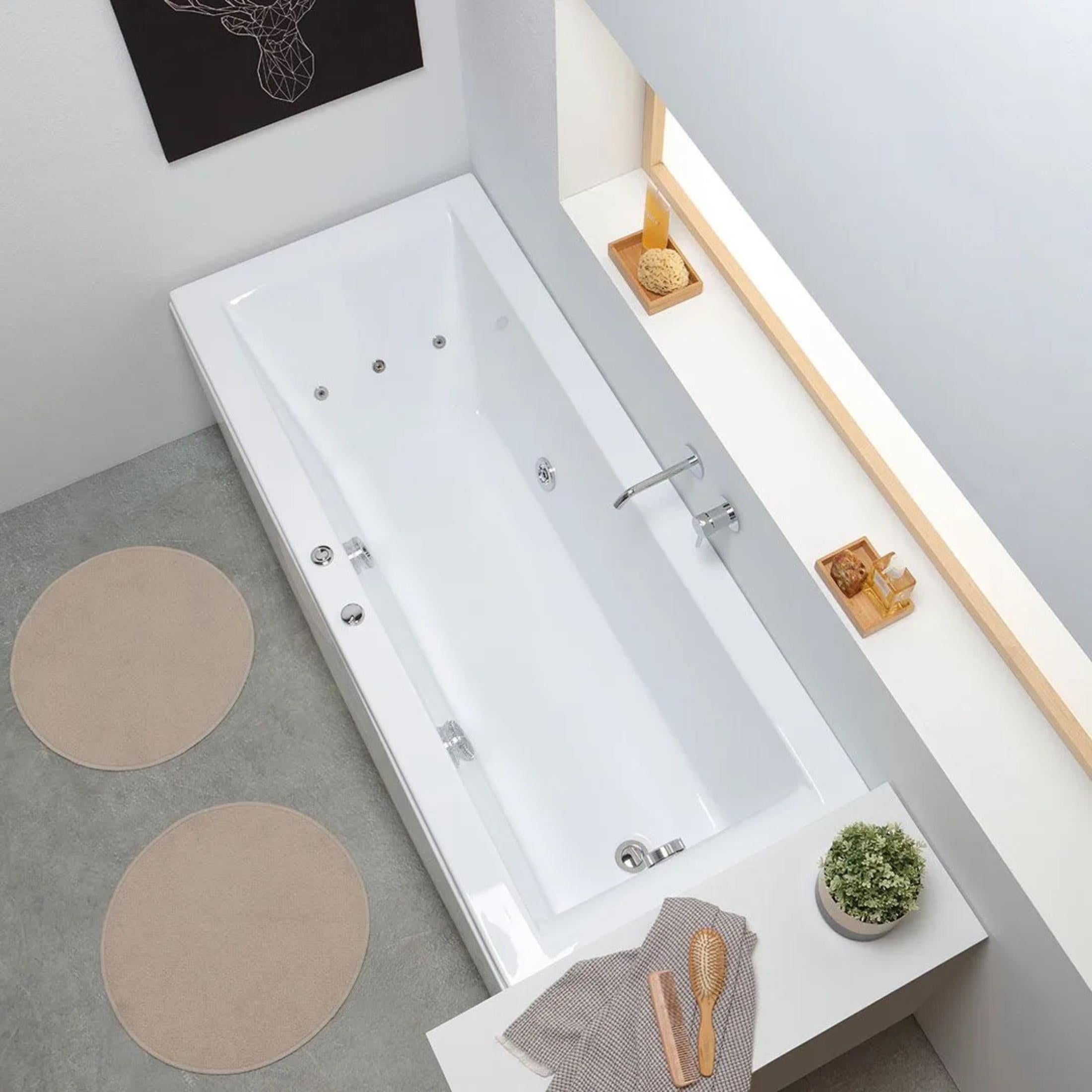 Vasca da bagno idromassaggio "Agata" incassata tra 3 muri in acrilico cm 170x75 56h