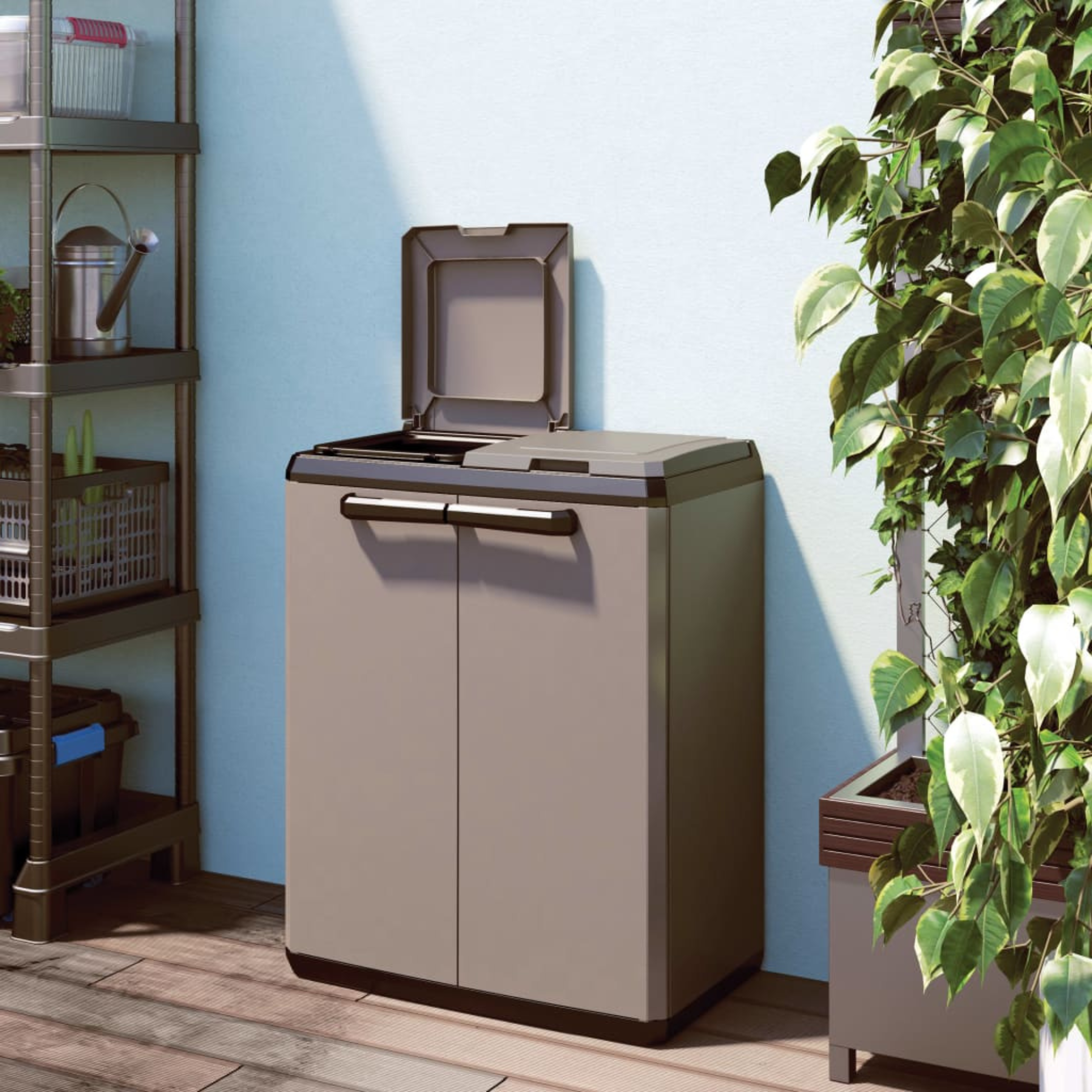 Contenedor móvil de resina de jardín "Vida" para reciclaje de residuos 68x39 cm 85h
