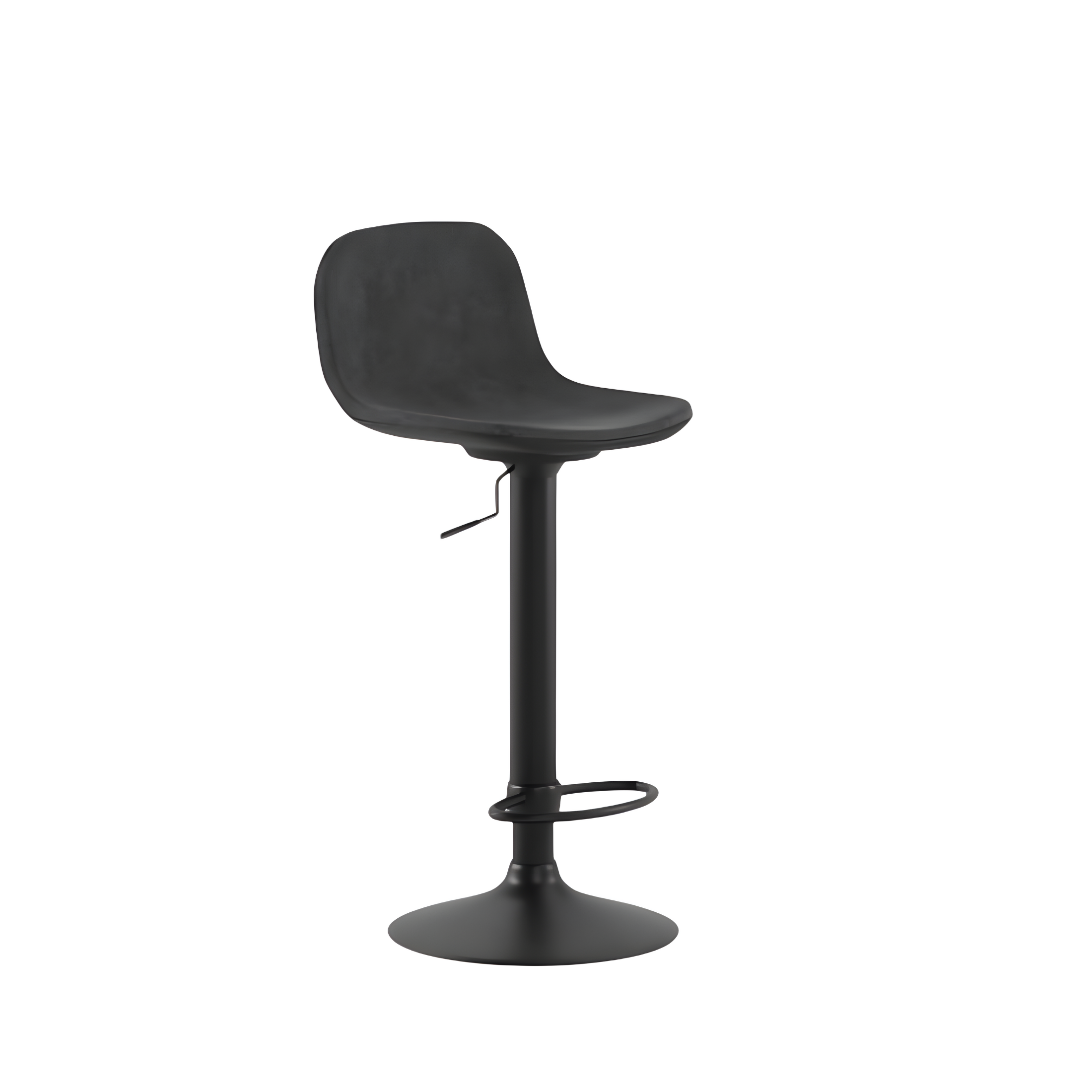 Tabouret haut "Teo" en tissu avec vérin à gaz et repose-pieds 45x39 cm 86h
