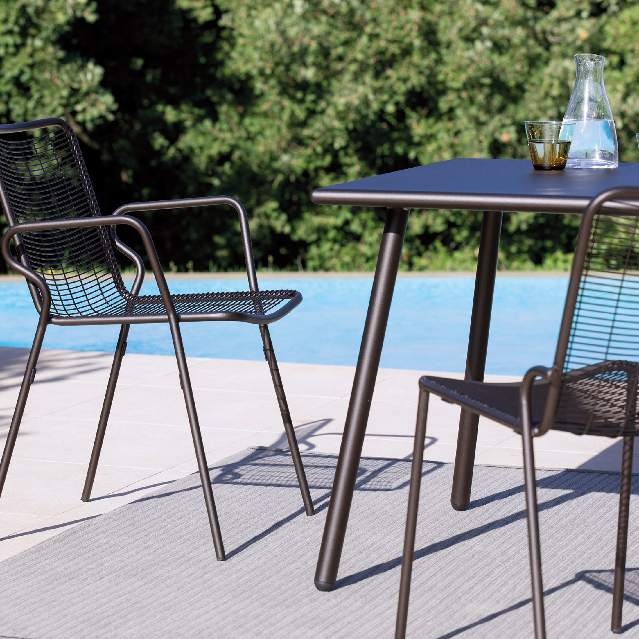 Set di sedie moderne "Roma" in metallo verniciato da giardino impilabili