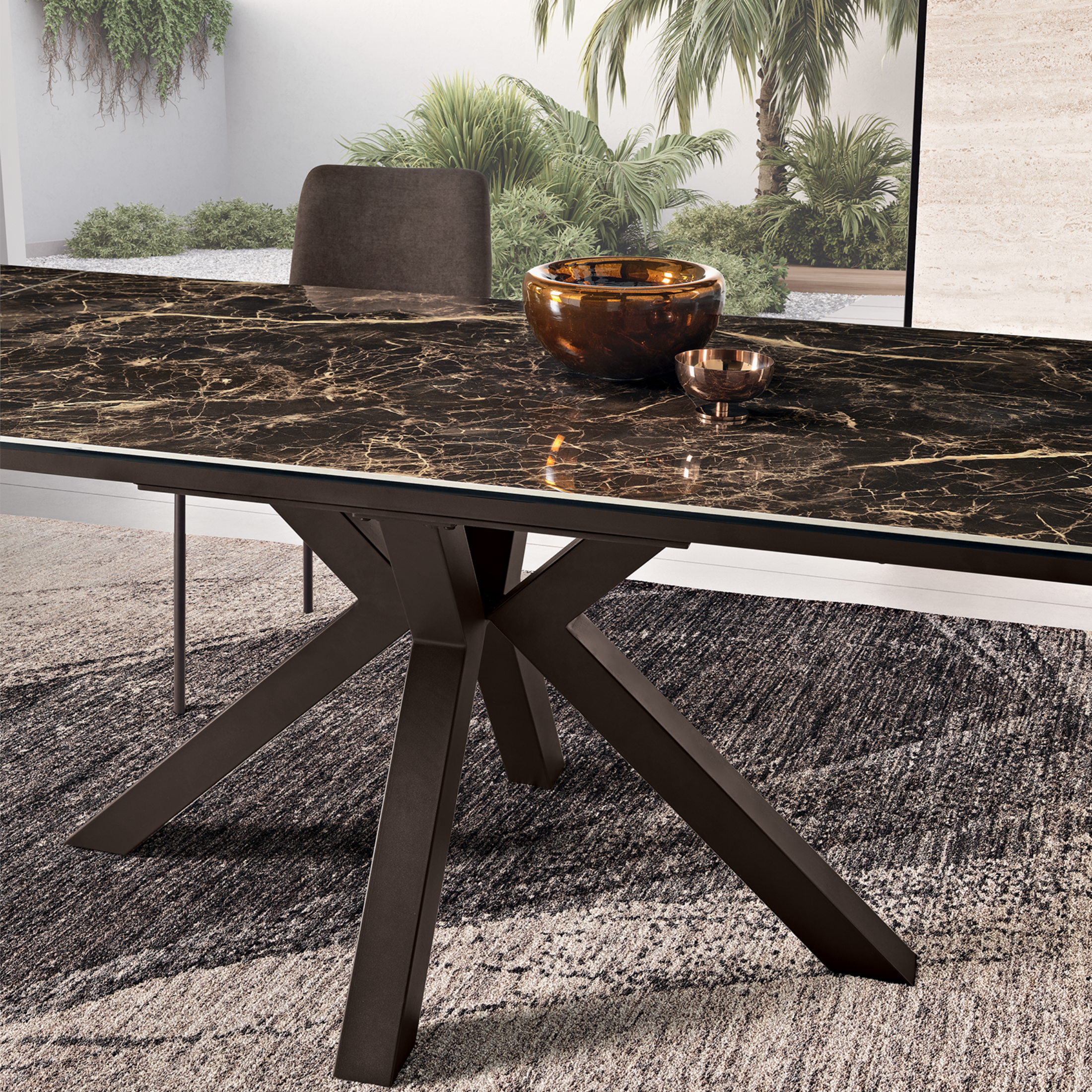 Tavolo moderno allungabile "Artik" con base in metallo fino a 10 posti