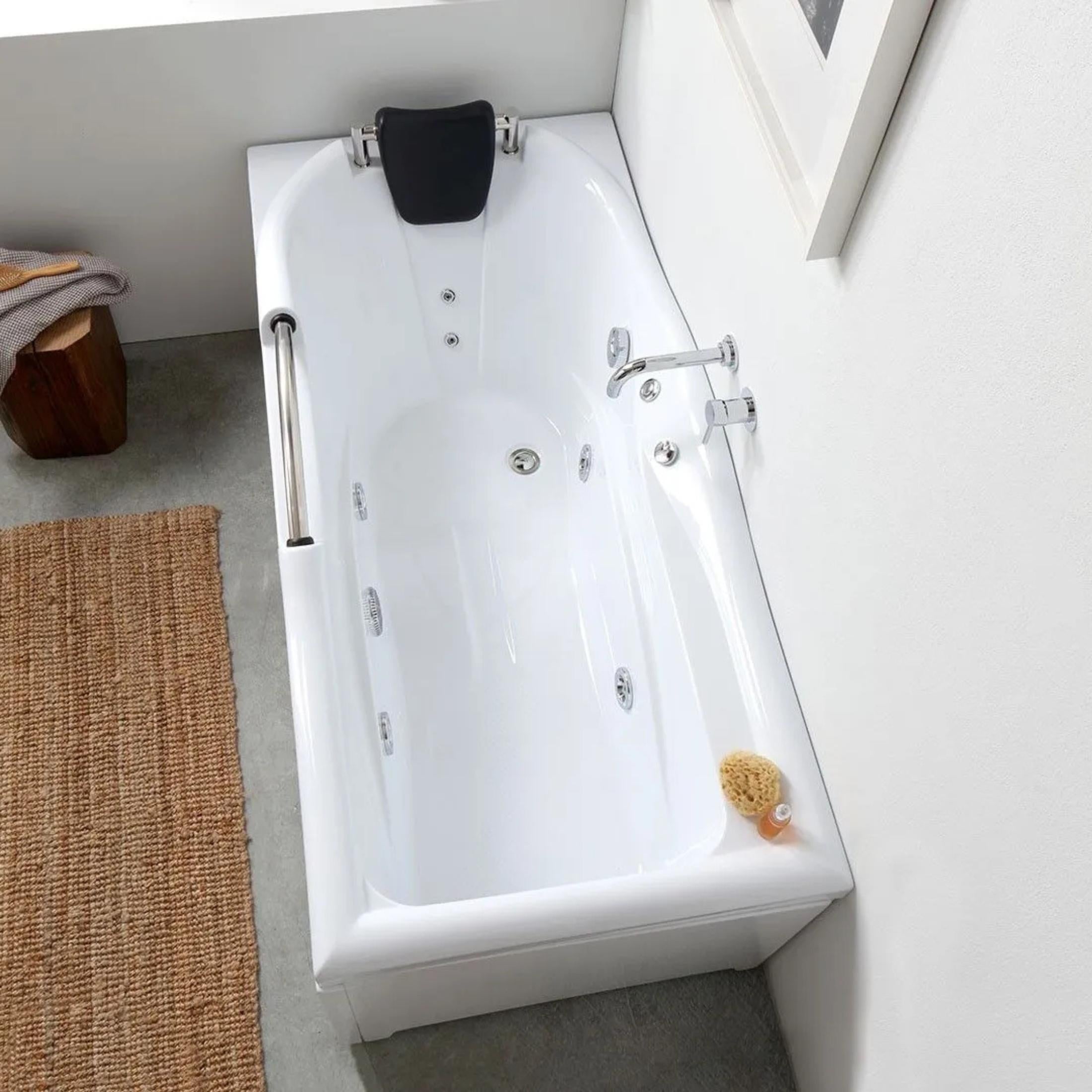 Vasca da bagno angolare con idromassaggio "Doris" in acrilico bianco cm 170x78 65h