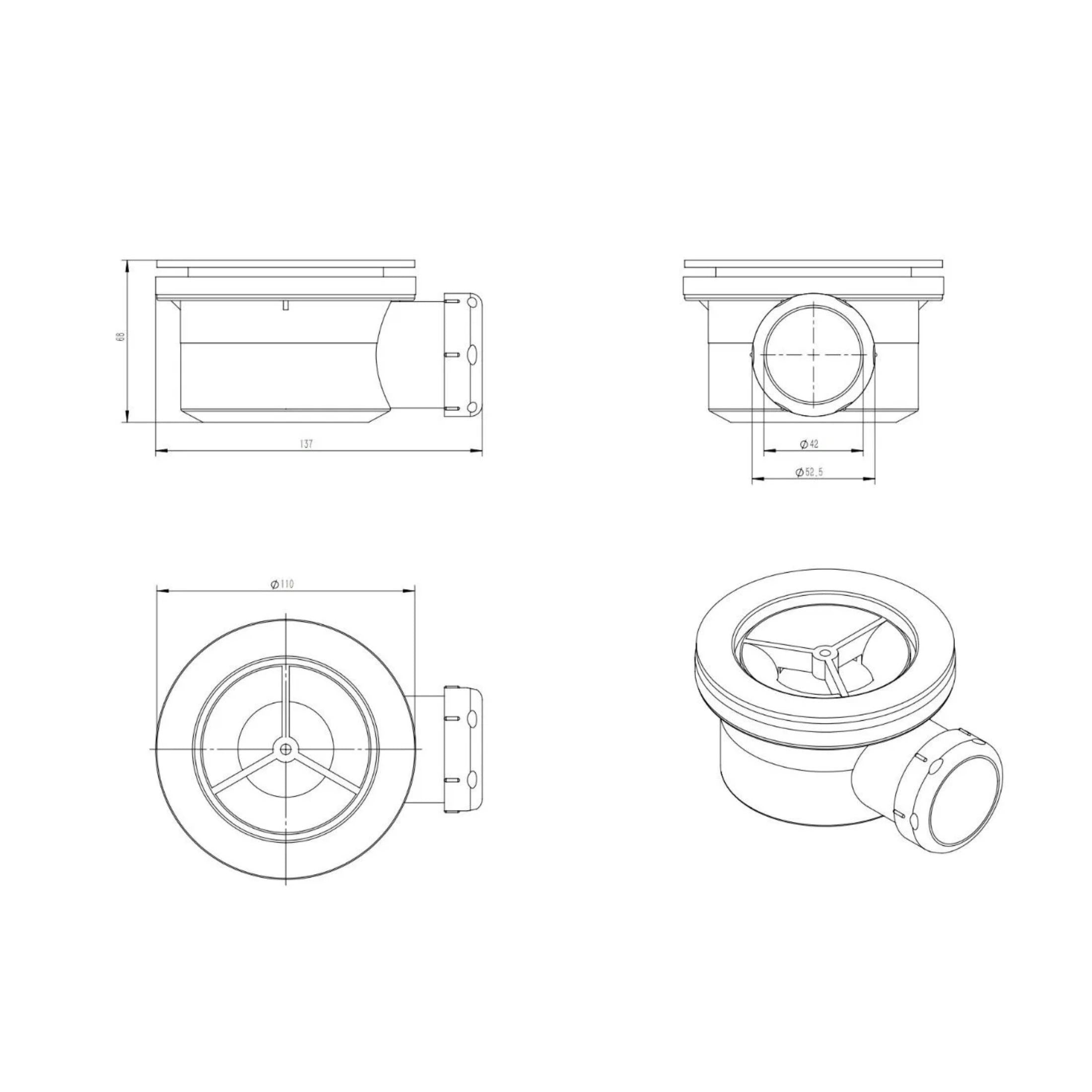 Piletta per piatto doccia "Milano" in plastica bianca h 68 mm