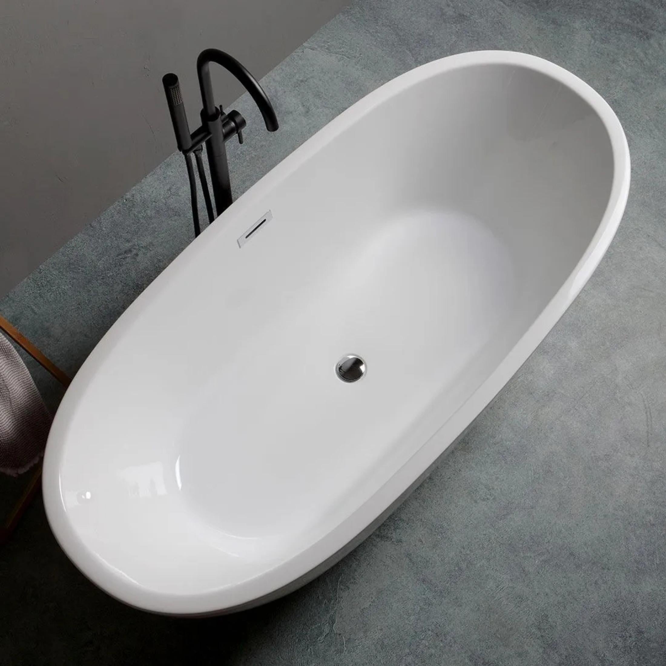 Vasca da bagno ovale a centro stanza "Clarissa" in acrilico bianco cm 165x75 59h