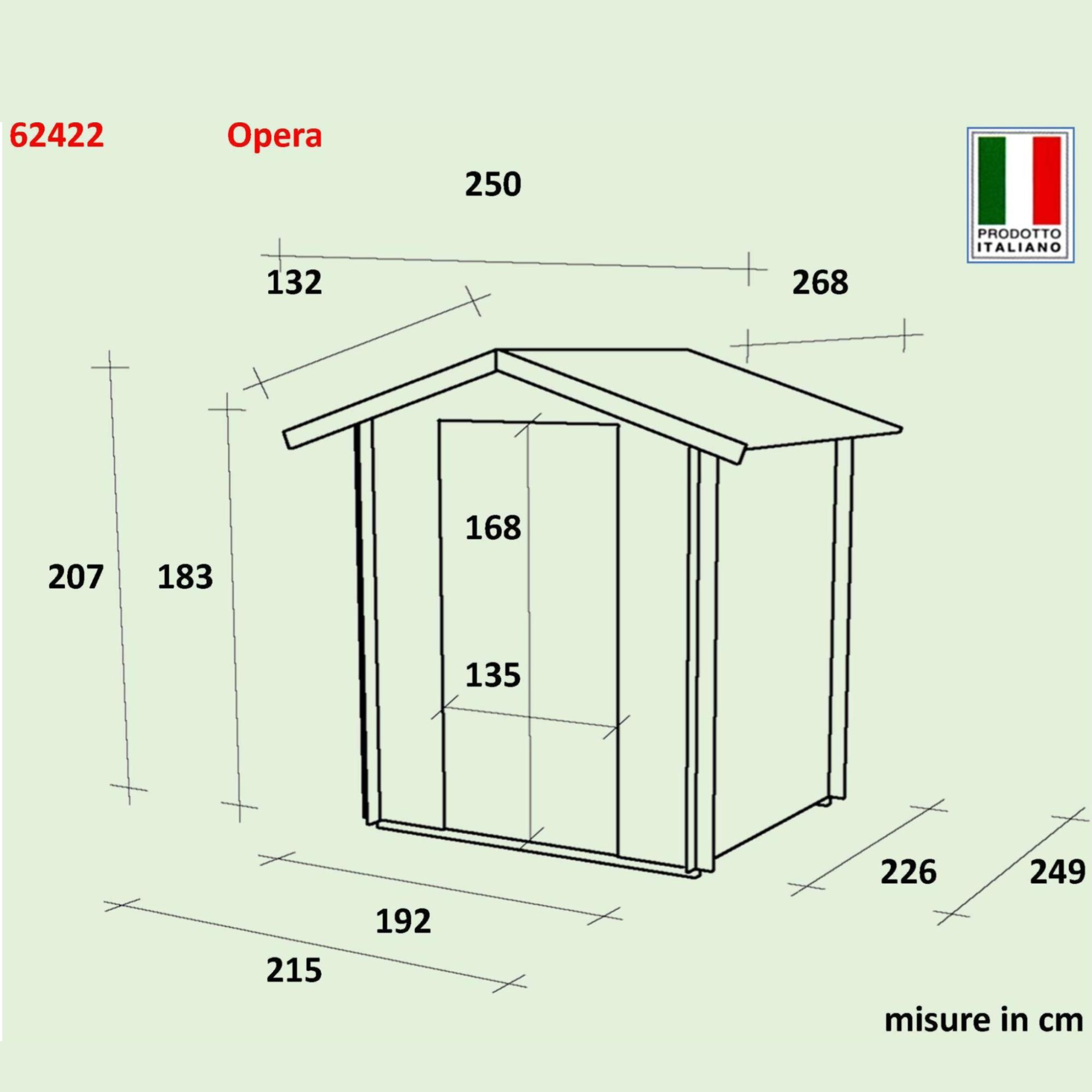 Abri de jardin en bois "Opéra" 215x250 cm 207h porte double vitrage