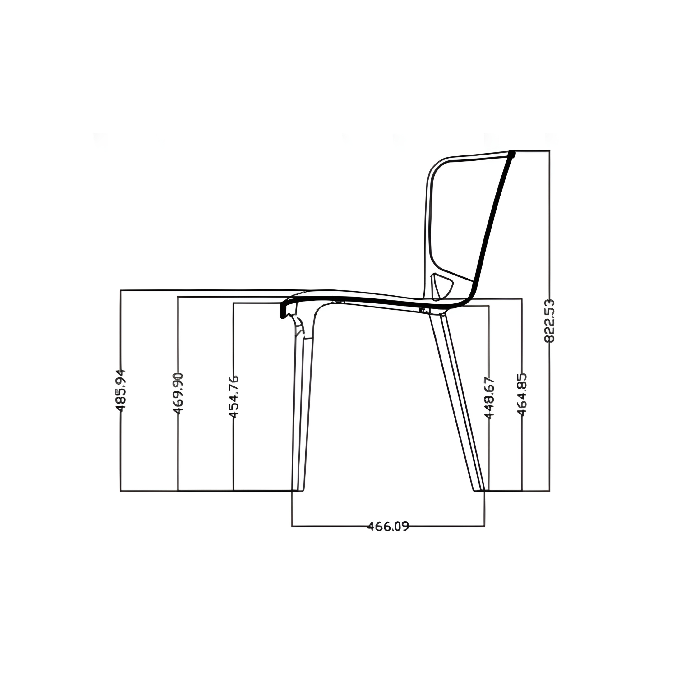 Set di sedie da pranzo "Logan" in polipropilene con schienale traforato cm 48,5x46,6 82,2h