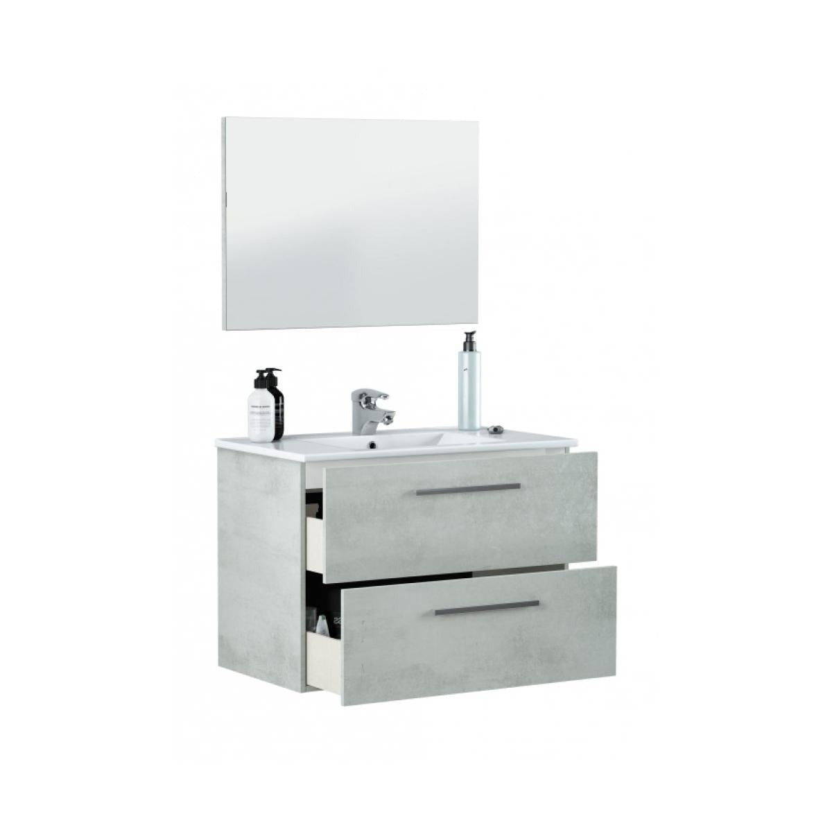 Mobile sospeso a cassettiera sotto lavabo "Aruba" in legno con specchio cm 80x45 57h