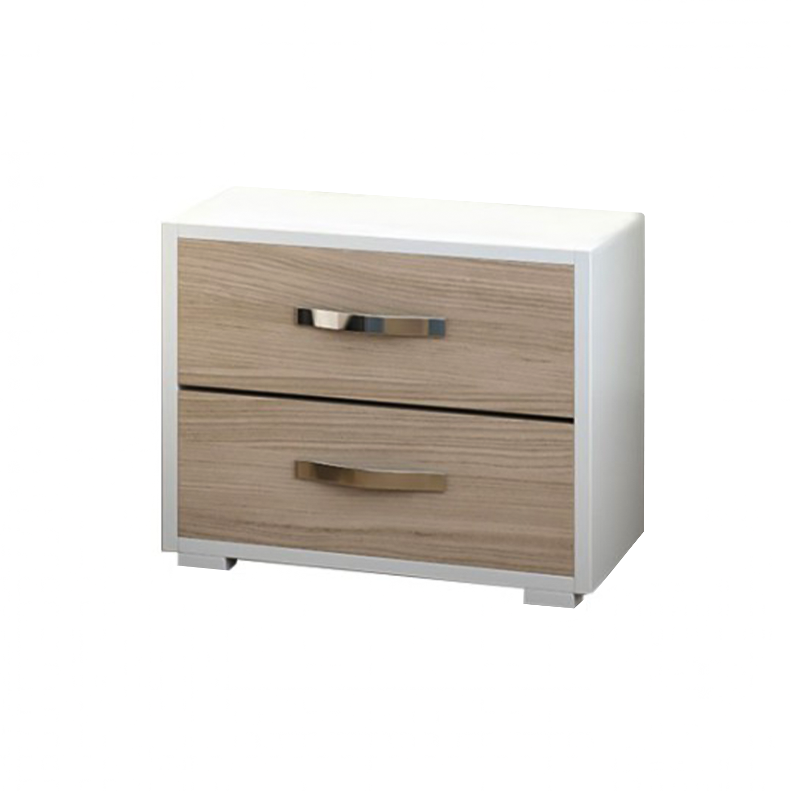 Table de chevet moderne en bois d'orme, meuble de chambre avec 2 tiroirs 52x36 cm 43h