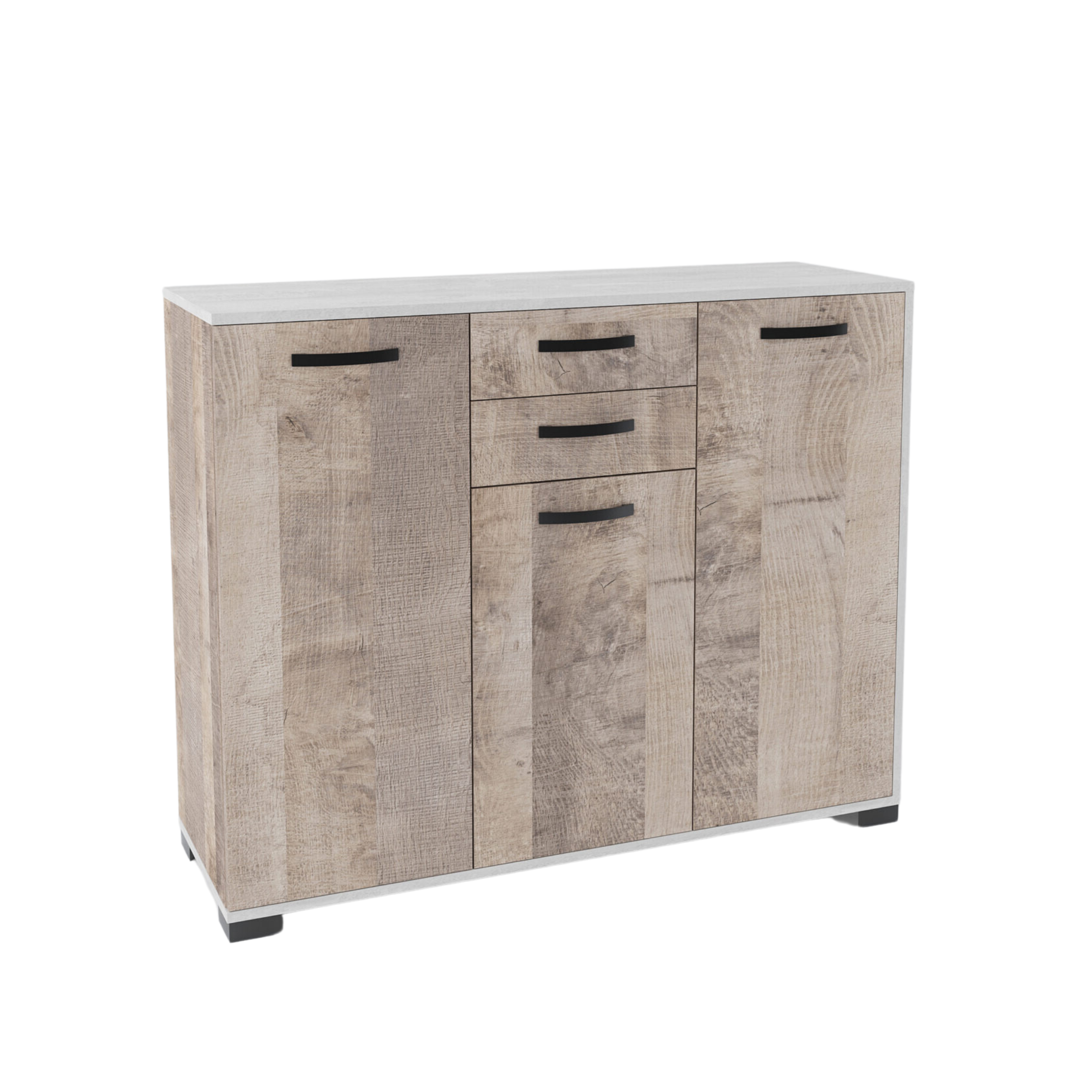 Buffet buffet K083, meuble en bois avec 3 portes pour salon 150x41 cm 82h