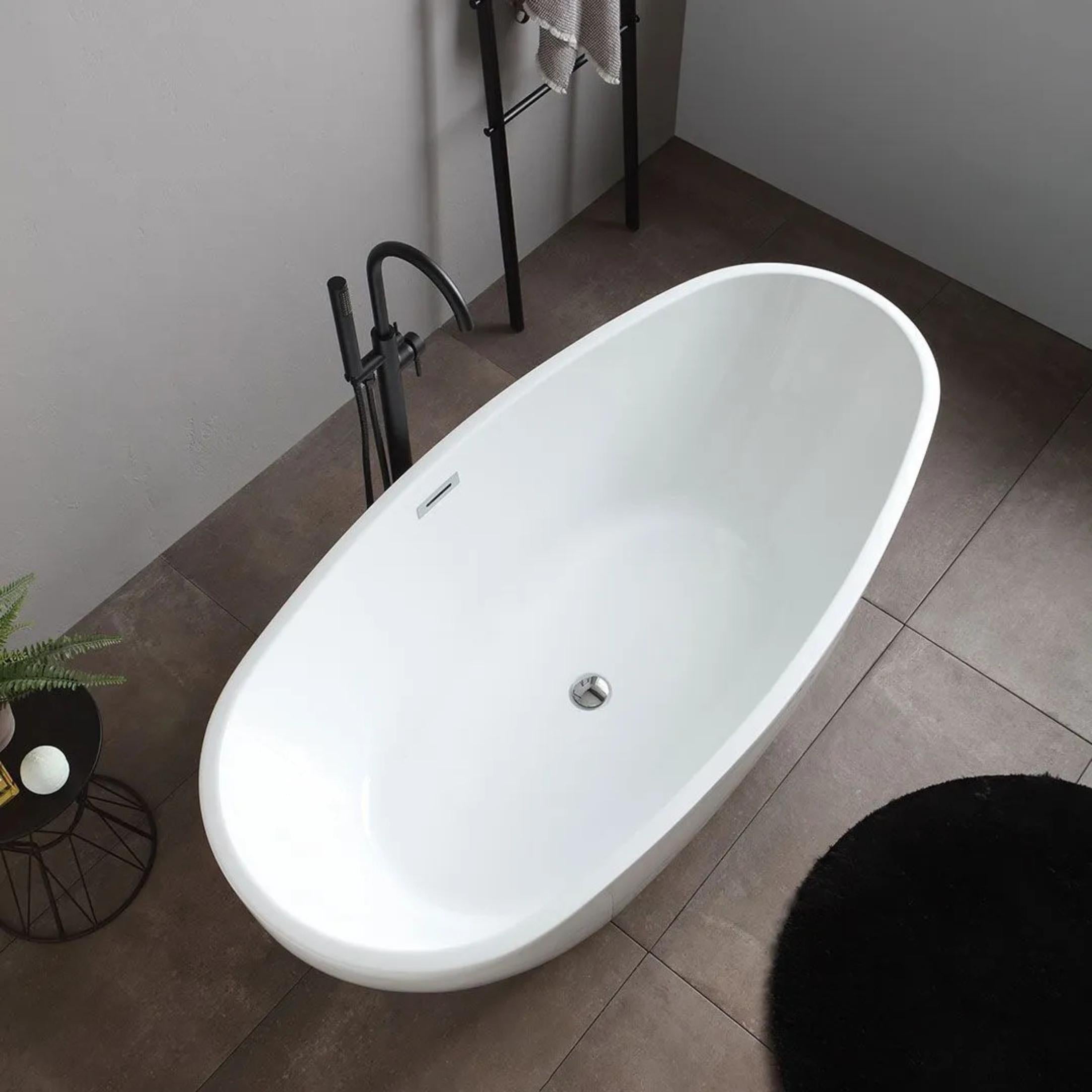 Vasca da bagno a centro stanza "Arianna" in acrilico bianco cm 170x80 55h