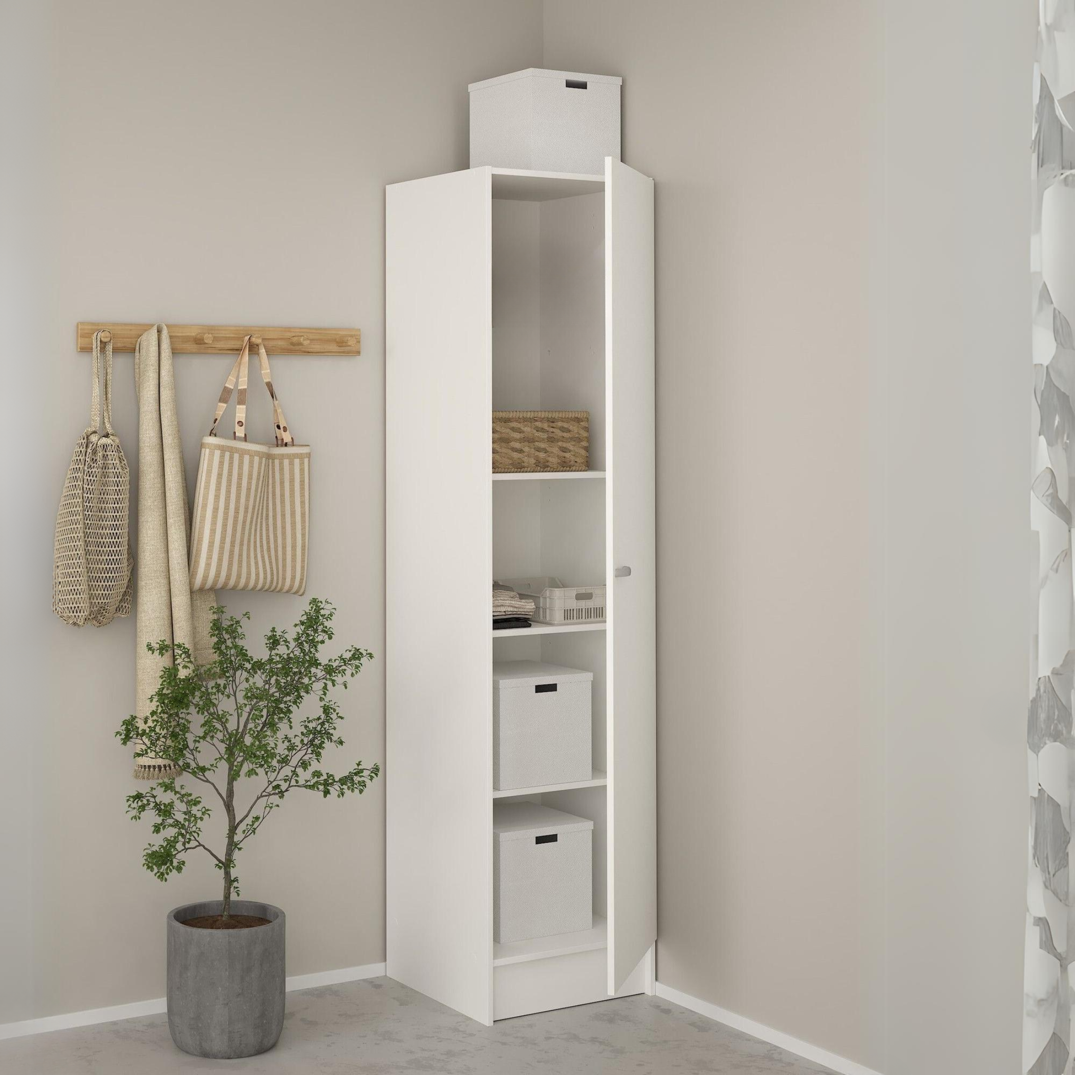 Mobile colonna multiuso a 1 anta "Ricla" in legno bianco laccato cm 31x34 183h