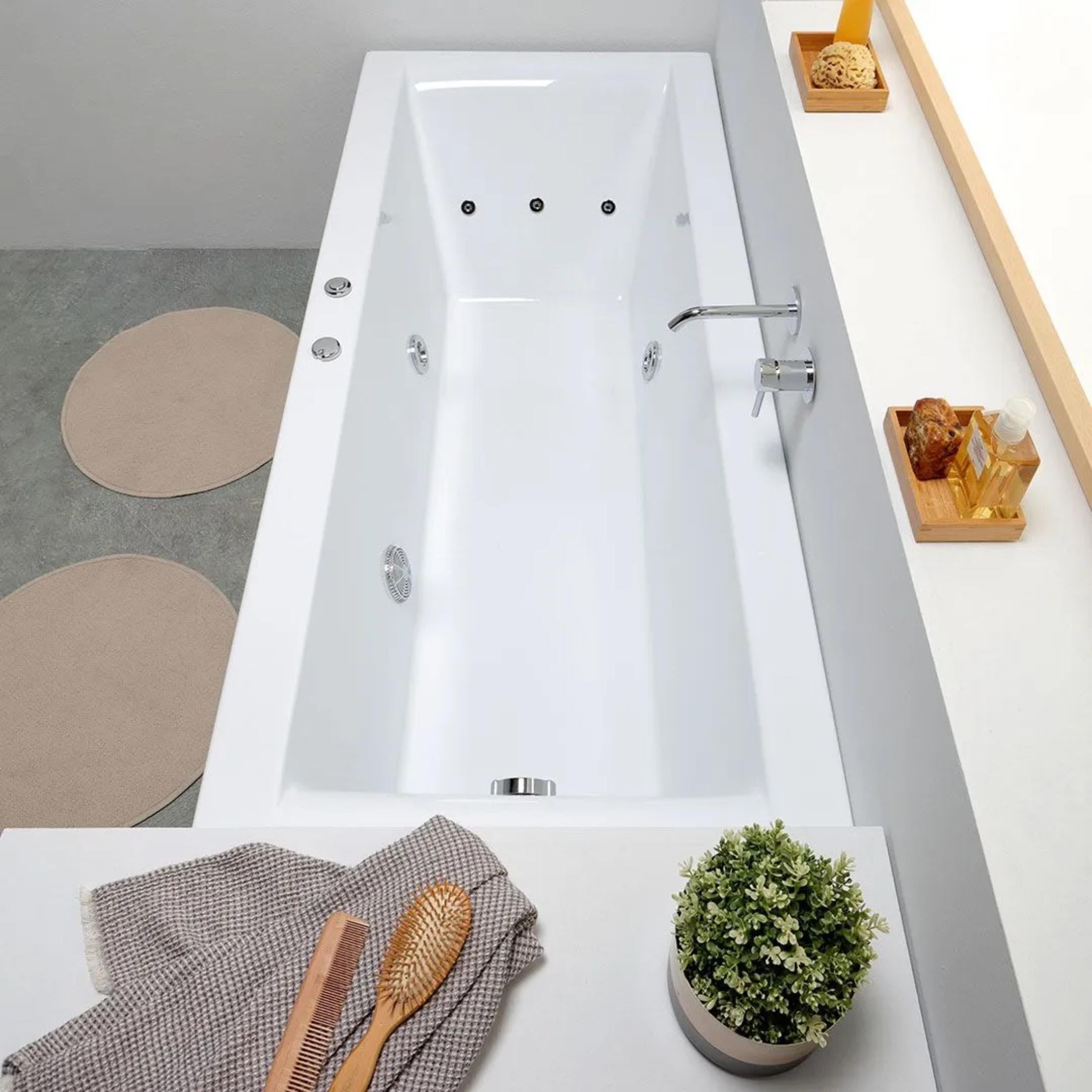 Vasca da bagno idromassaggio "Agata" incassata tra 3 muri in acrilico cm 170x75 56h