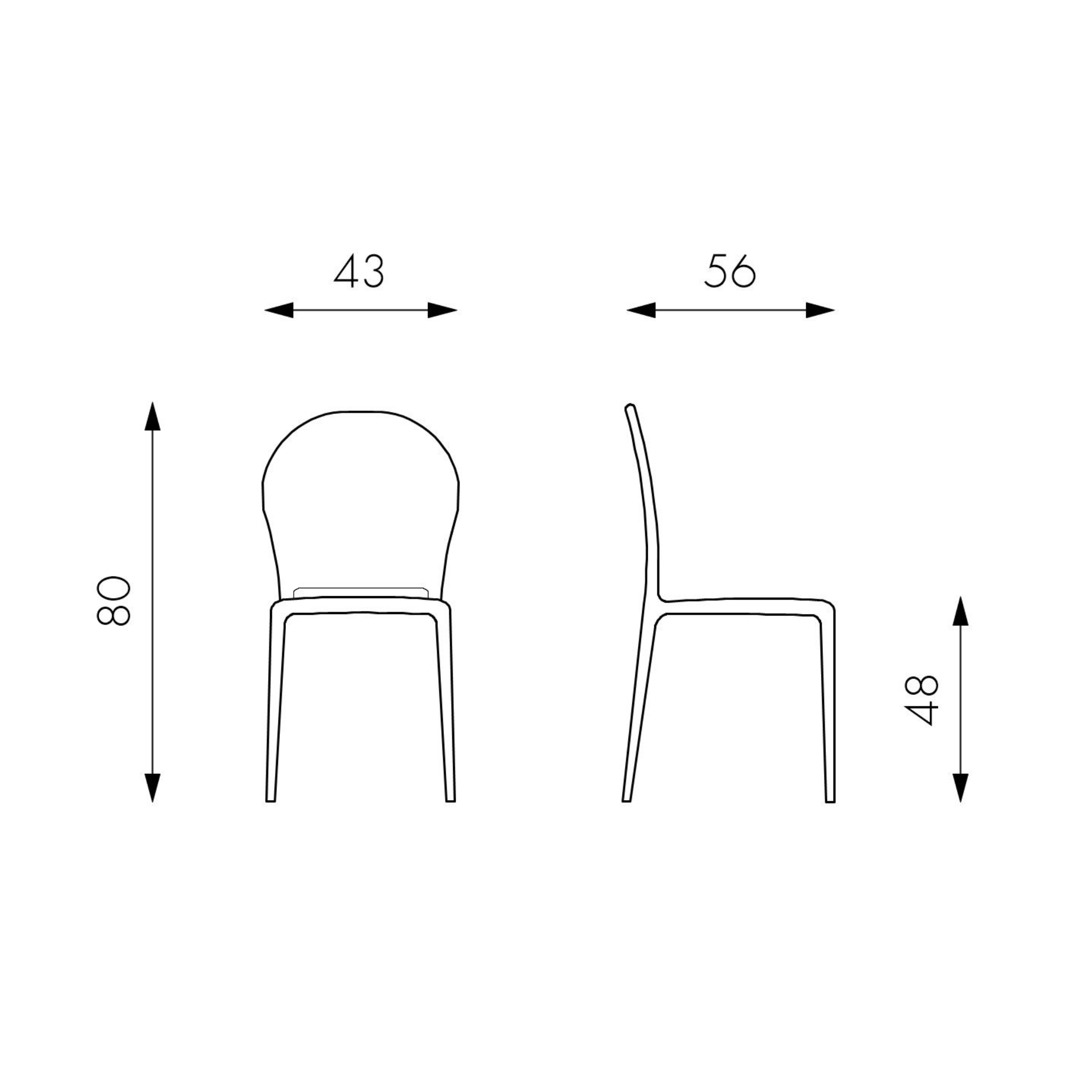 Set di sedie in polipropilene da pranzo "Spot" impilabili moderne cm 56x48 80h
