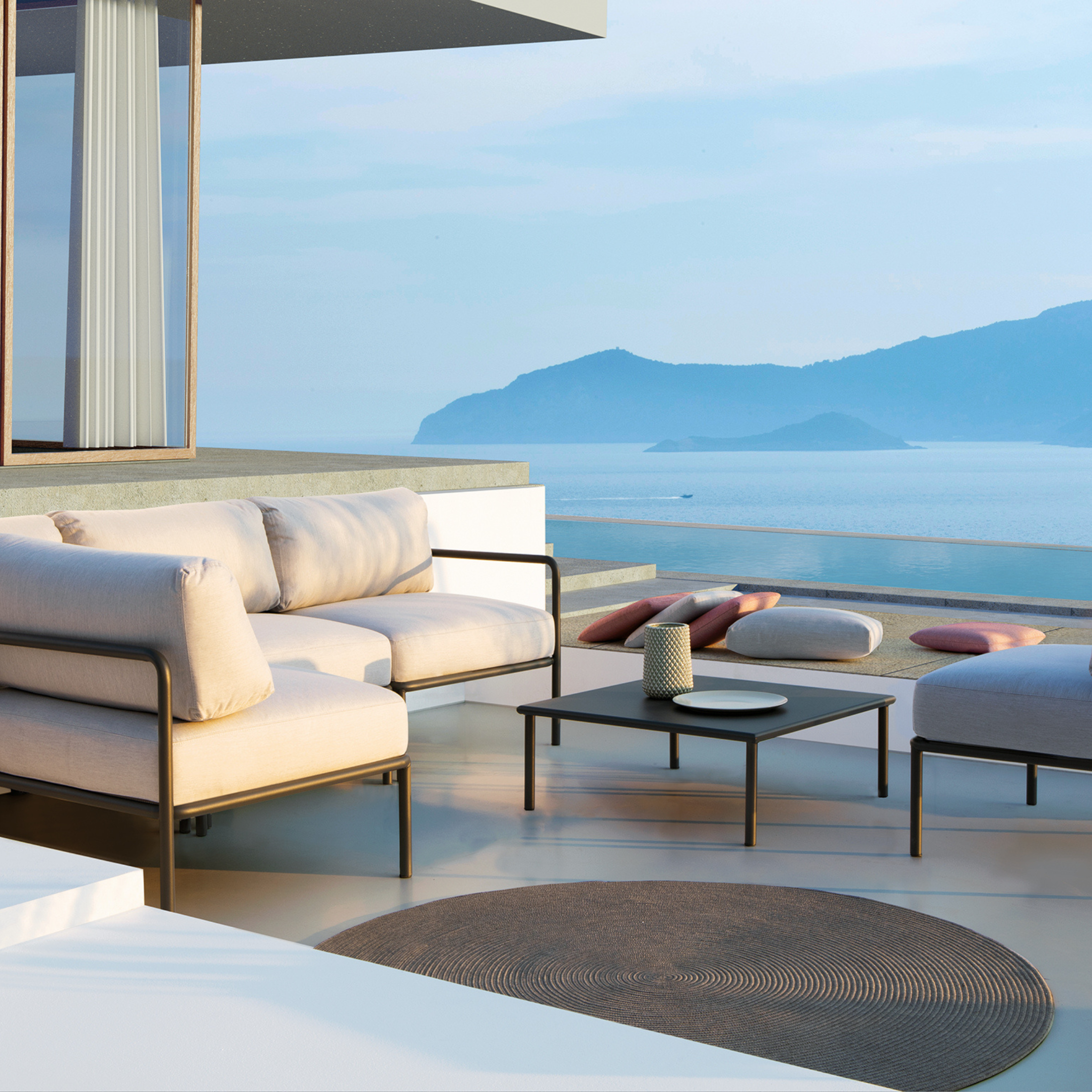 Poltrona lounge in metallo "Miami" con cuscini da giardino cm 80x80 64h