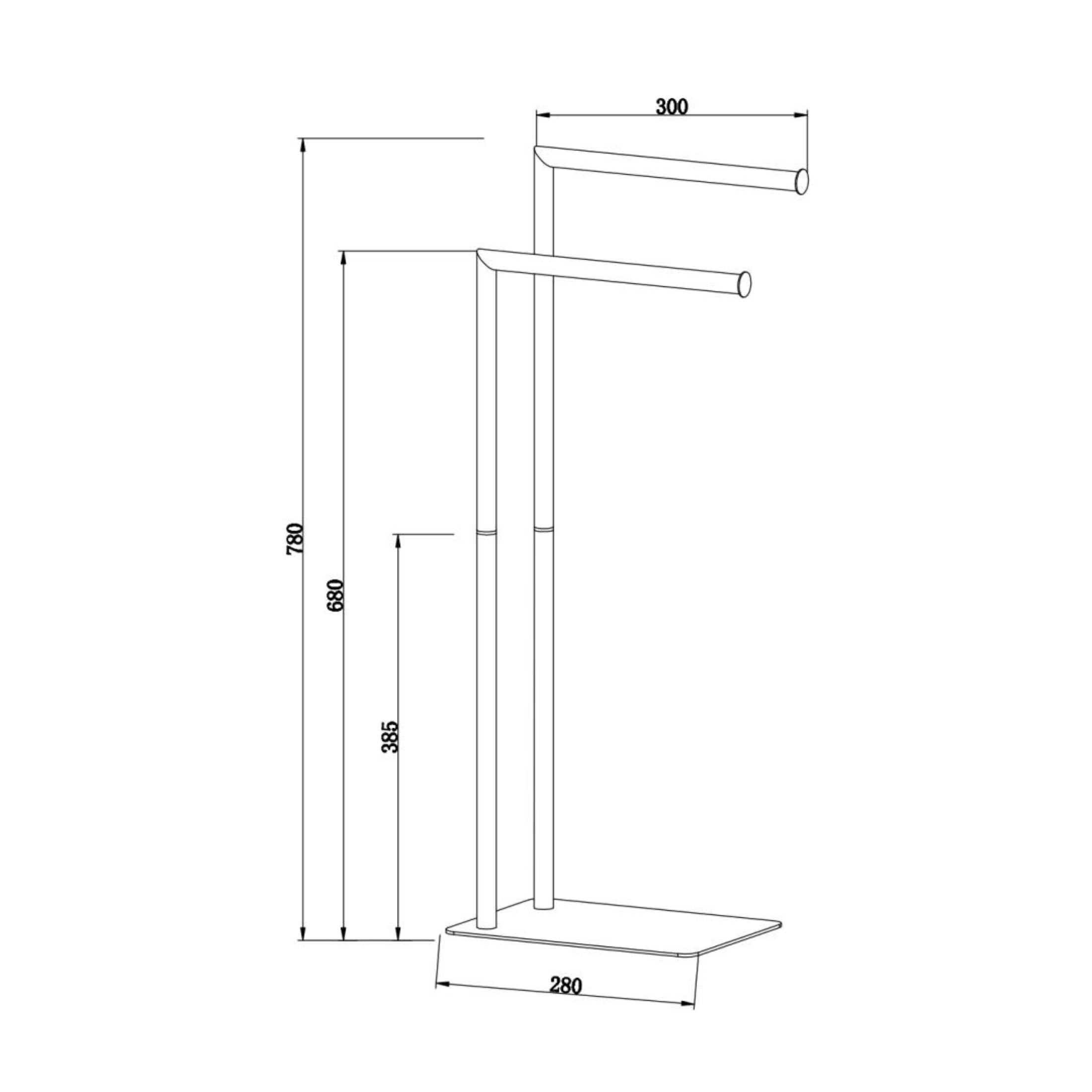 Piantana porta 2 salviette "Wilhelm" in metallo cromato con basamento rettangolare