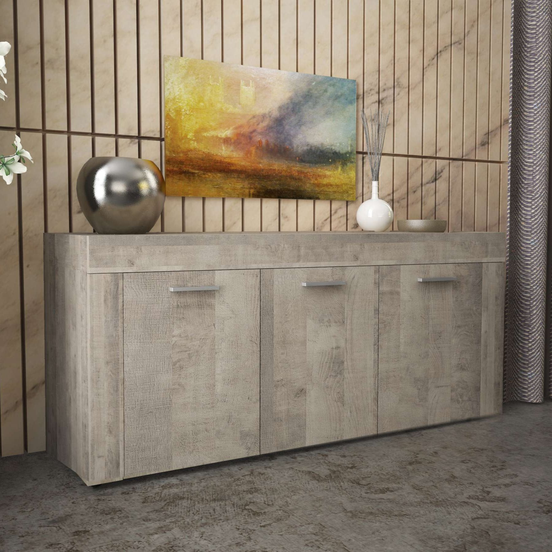 Madia credenza a buffet "K083" mobile in legno a 3 ante da soggiorno cm 150x41 82h