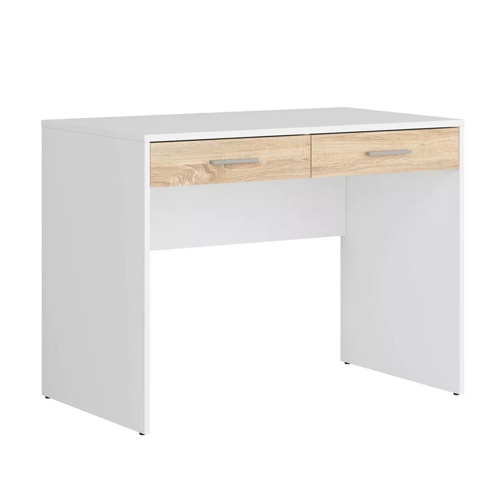 Bureau USB en bois blanc pour bureau avec 2 tiroirs en chêne 100x60 cm 75h