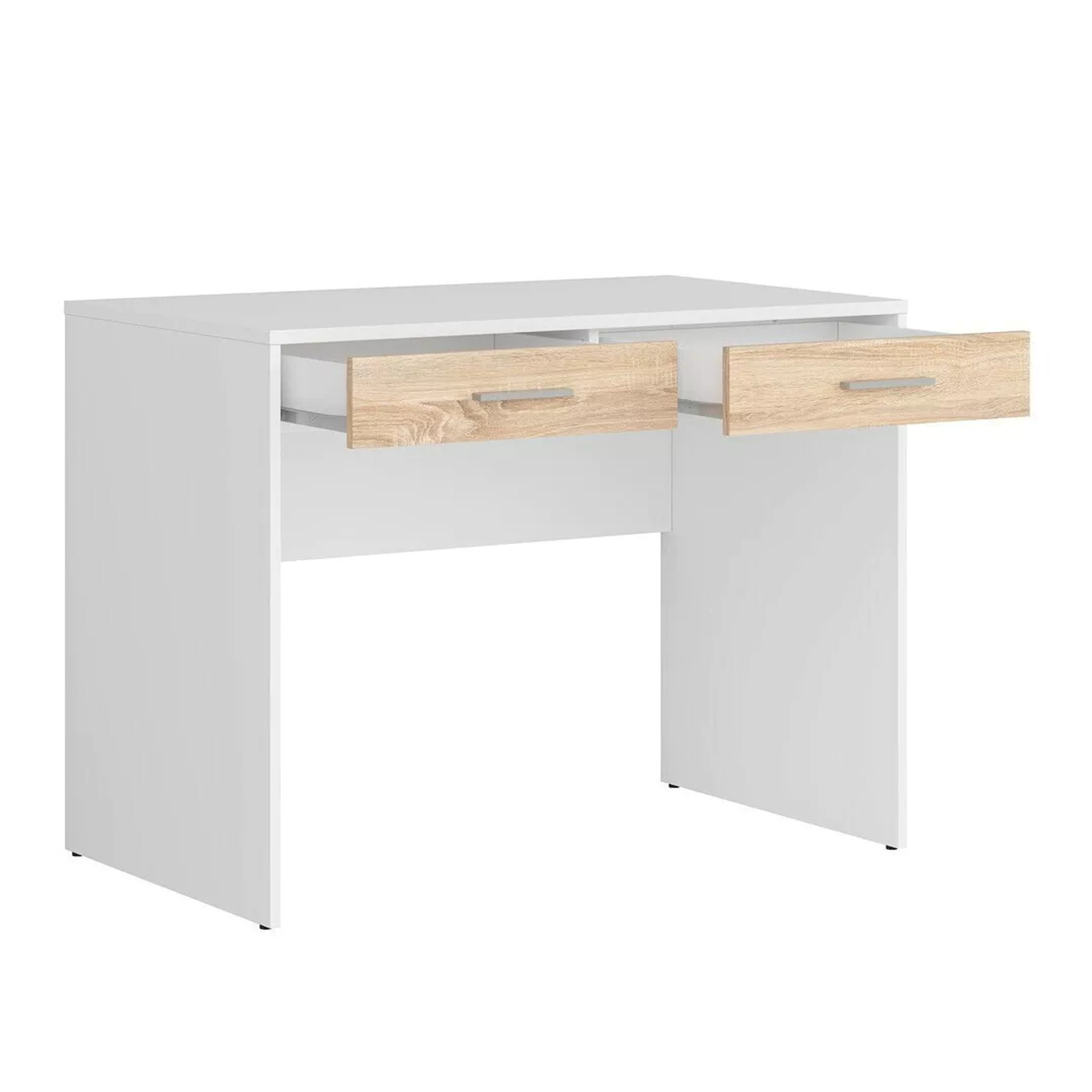 Bureau USB en bois blanc pour bureau avec 2 tiroirs en chêne 100x60 cm 75h